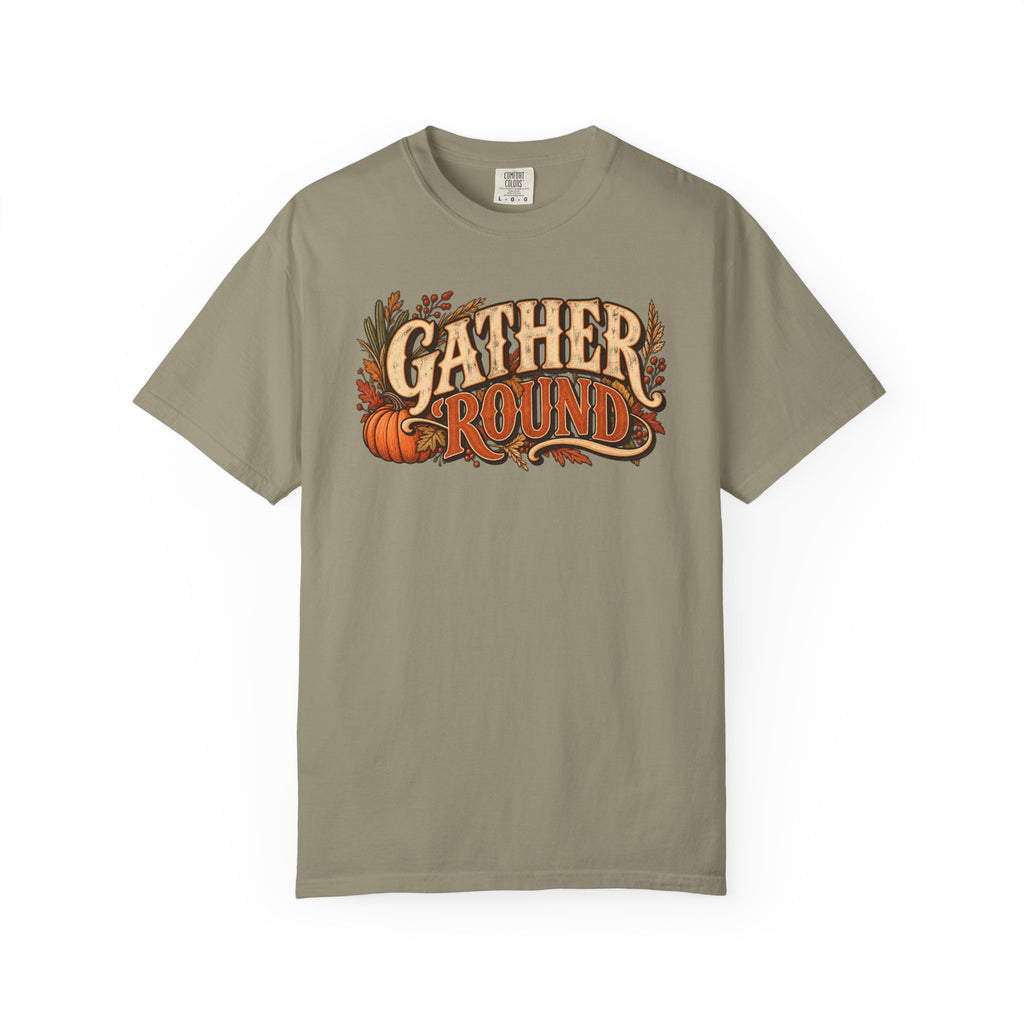 Gather 'Round Fall T-Shirt — Pumpkin Harvest Graphic Tee