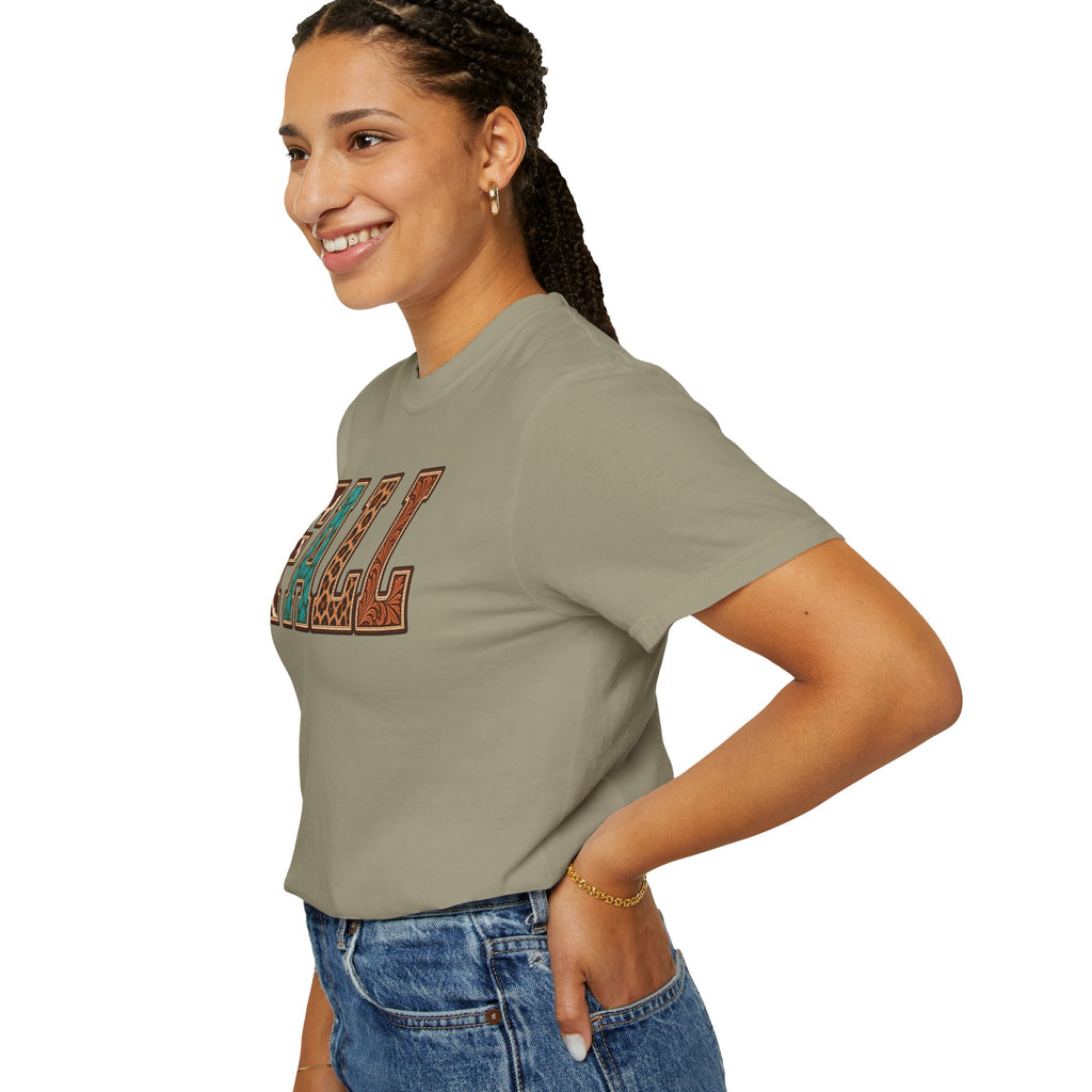 Fall Graphic T-Shirt —  Western Retro Patchwork Lettering