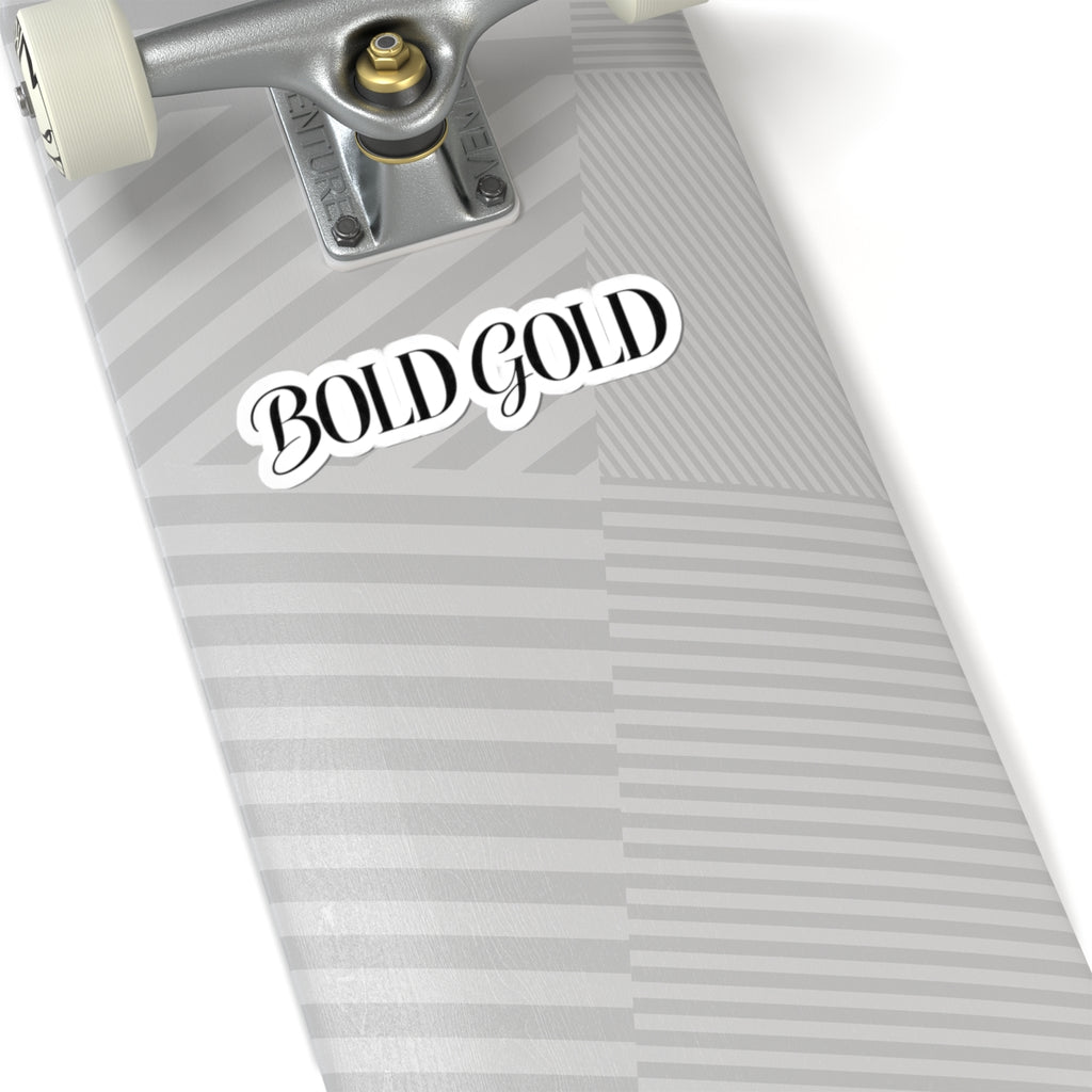 Bold Gold Script Kiss-Cut Sticker — Elegant Laptop Decal