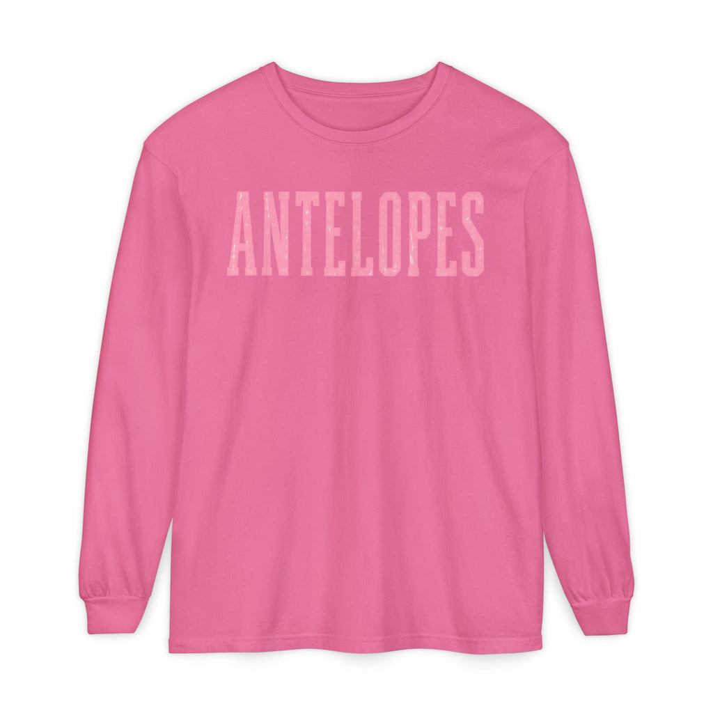 Antelopes Long Sleeve T‑Shirt — Vintage Collegiate Pink Logo