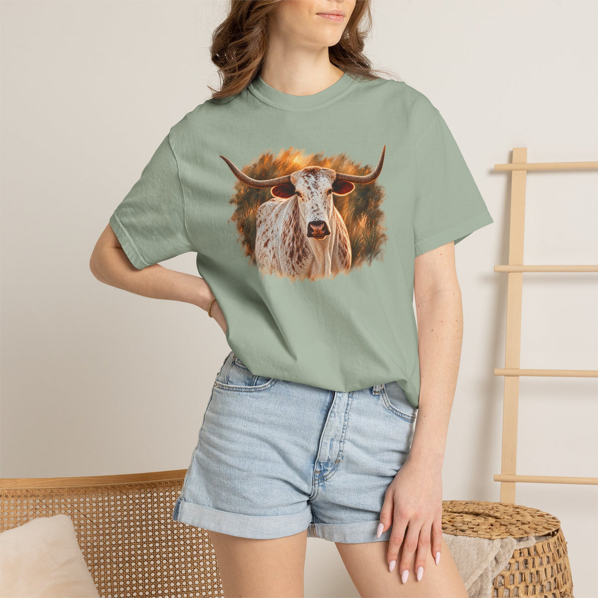 Longhorn Painting T-Shirt — Rustic Texas Cattle Graphic Tee