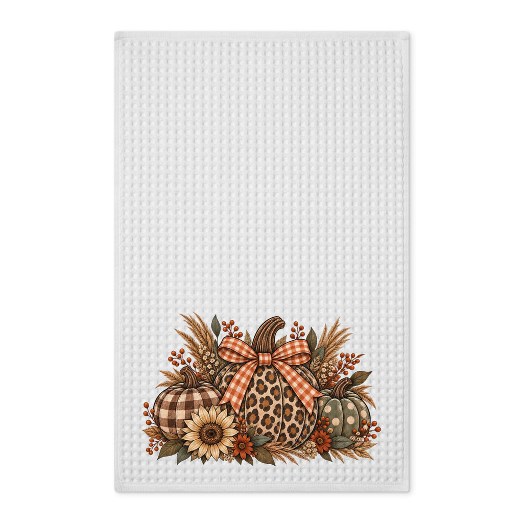 Fall Pumpkin Bouquet Tea Towel — Waffle Weave Double-Sided Kitchen Towel