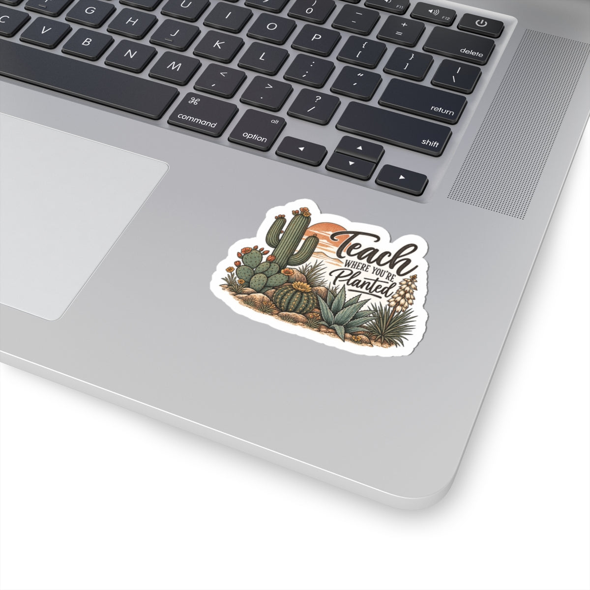Teach Where You’re Planted Sticker — Desert Cactus Laptop Decal