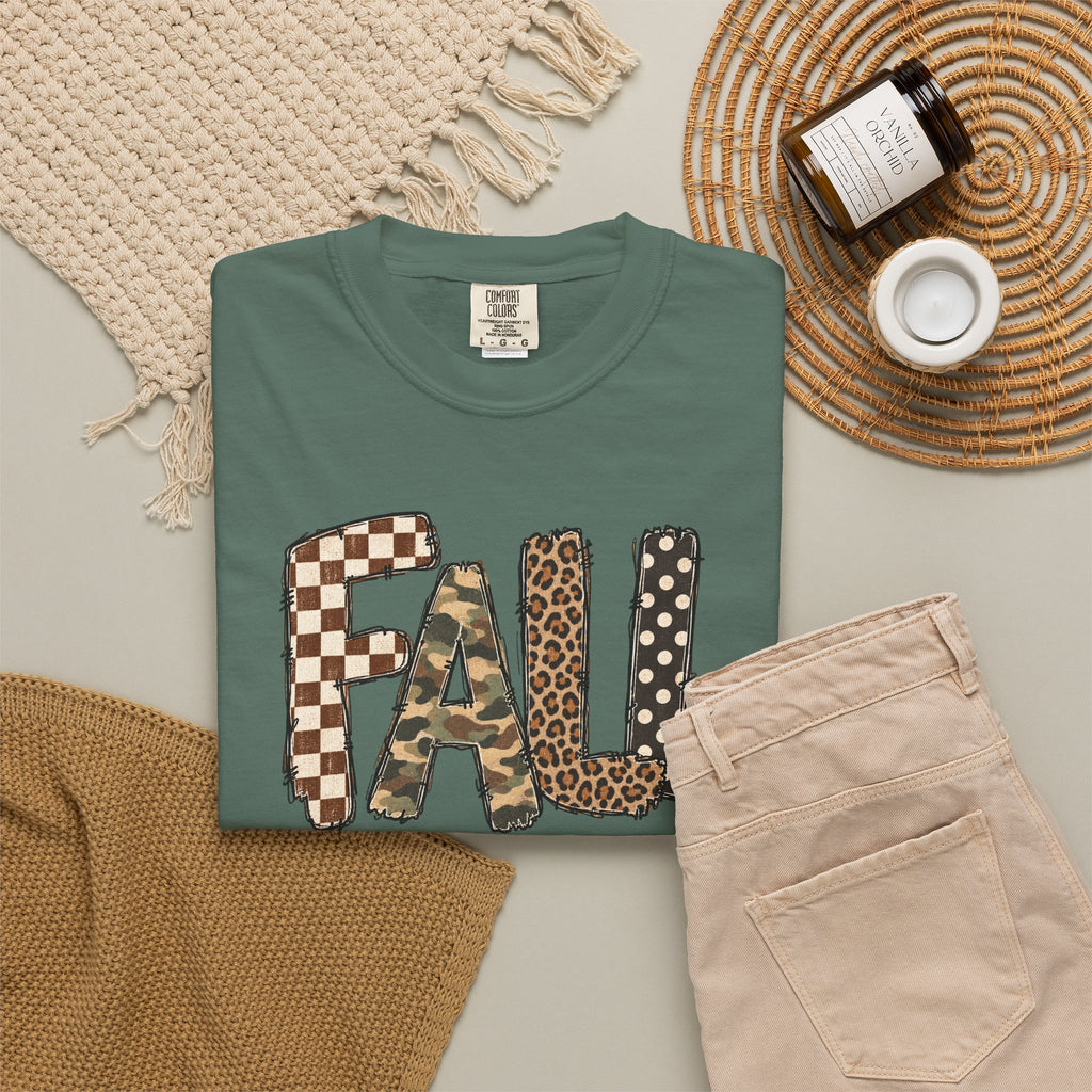 Fall Patchwork Letter T-Shirt
