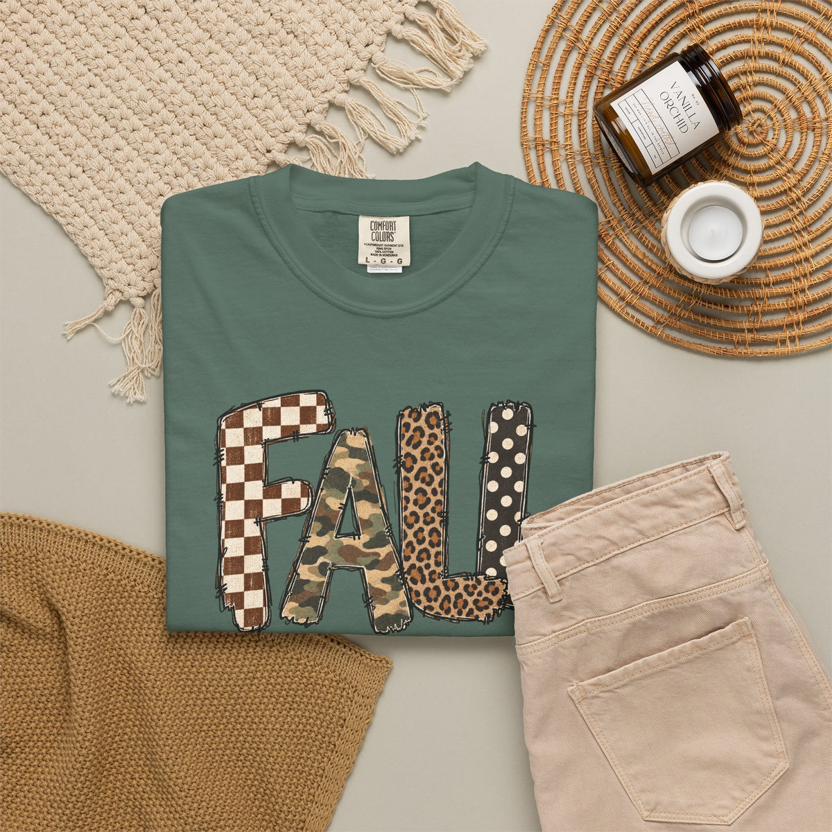 Fall Patchwork Letter T-Shirt