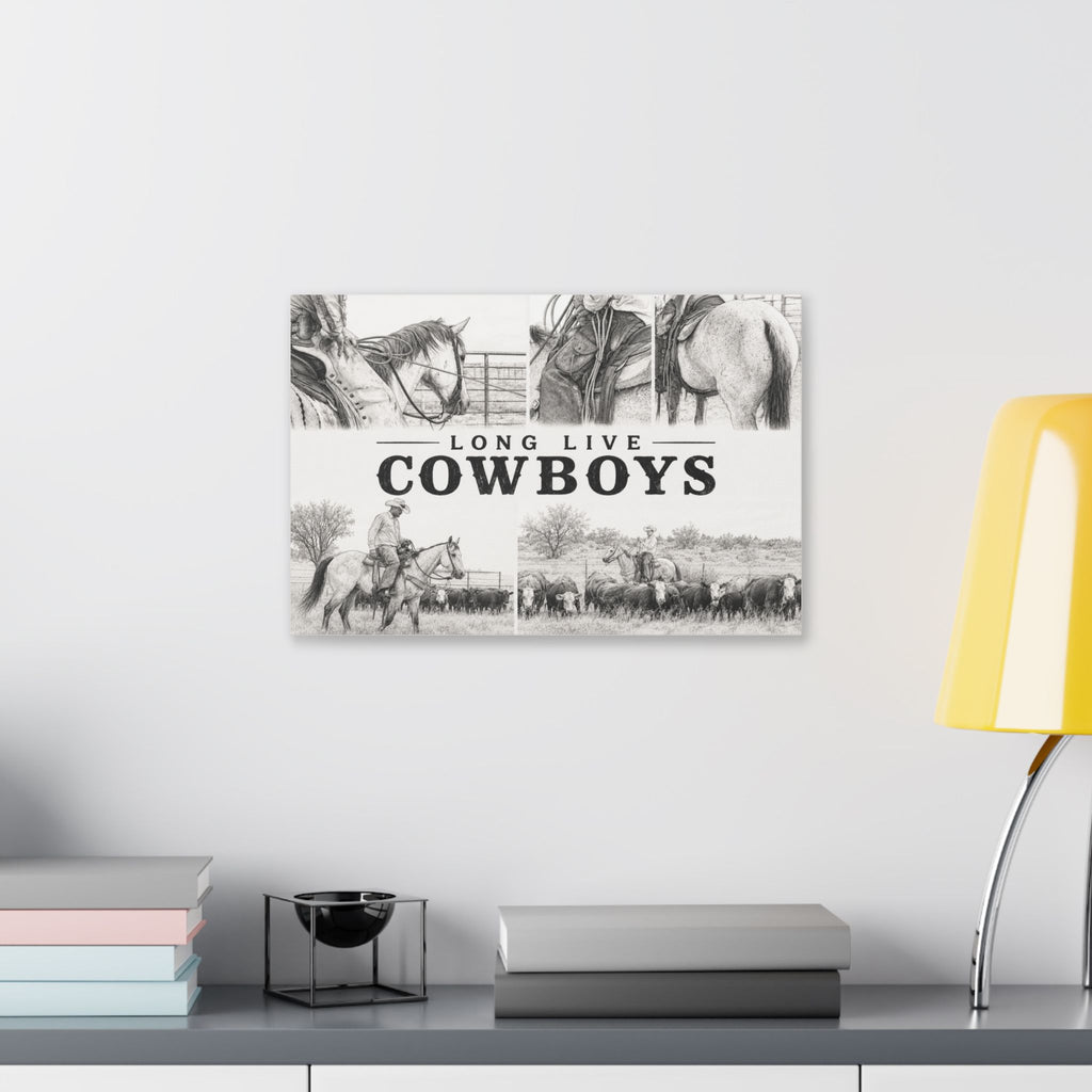 Long Live Cowboys Canvas Wall Art — Western Cowboy Rustic Home Decor