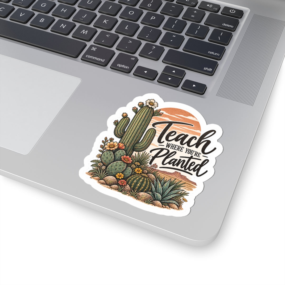 Teach Where You’re Planted Cactus Sticker — Inspirational Teacher Laptop Decal