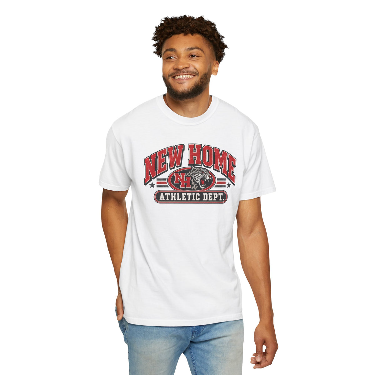 New Home Athletic Dept. T-Shirt — Vintage College Graphic Tee
