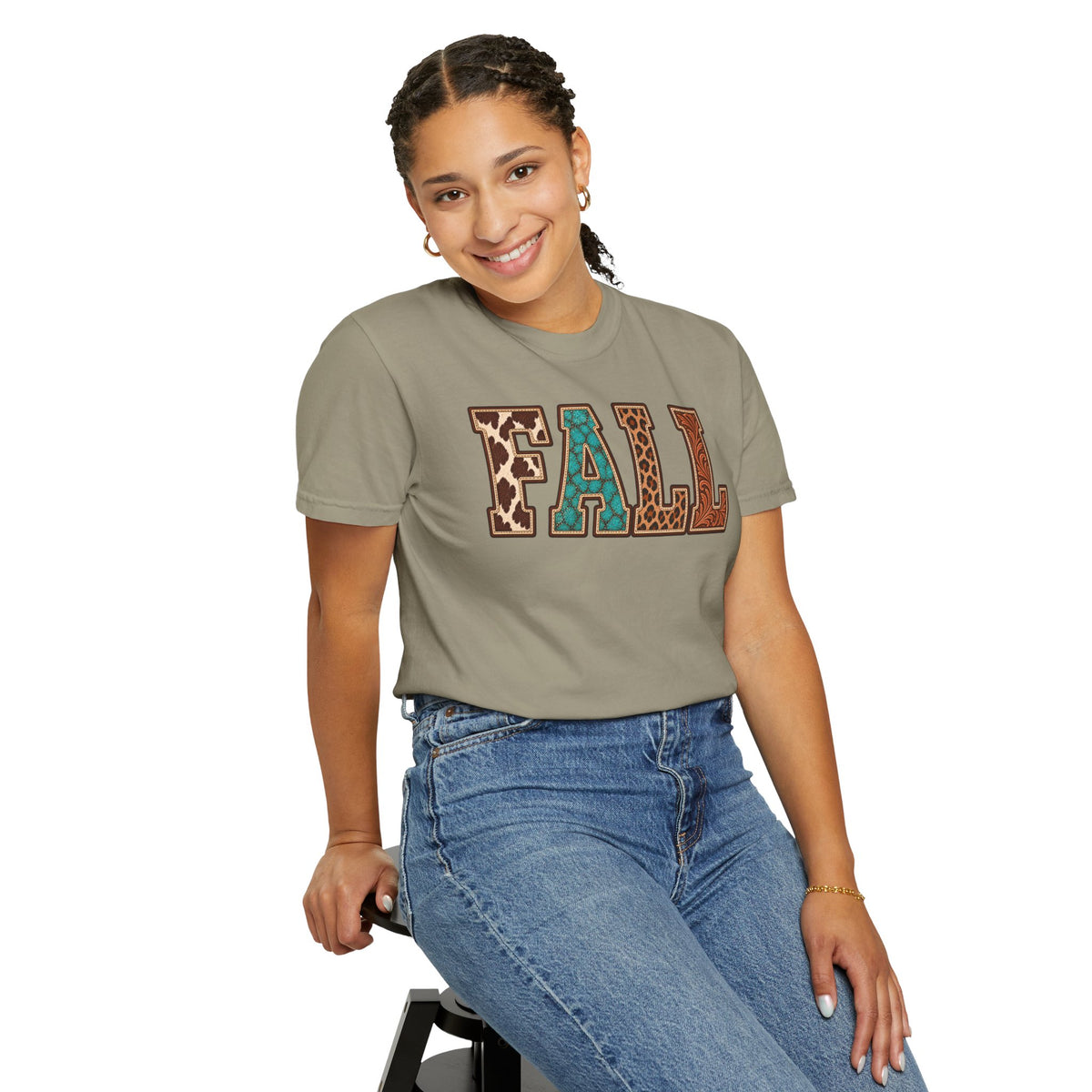 Fall Graphic T-Shirt —  Western Retro Patchwork Lettering