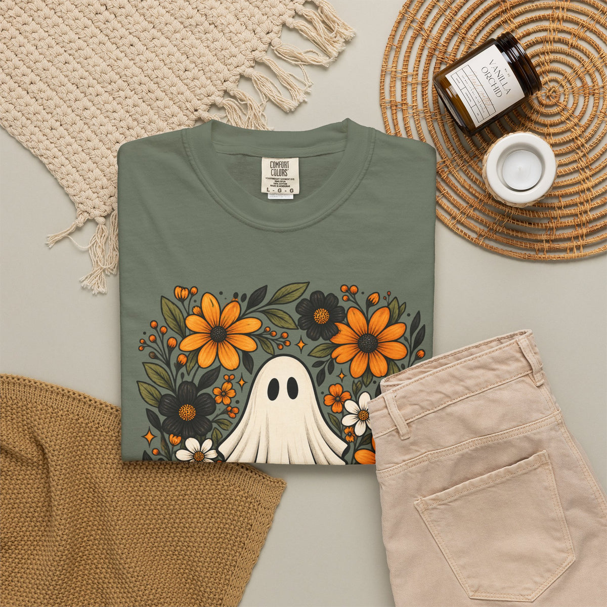 Ghost Bouquet T-Shirt — Floral Halloween Graphic Tee