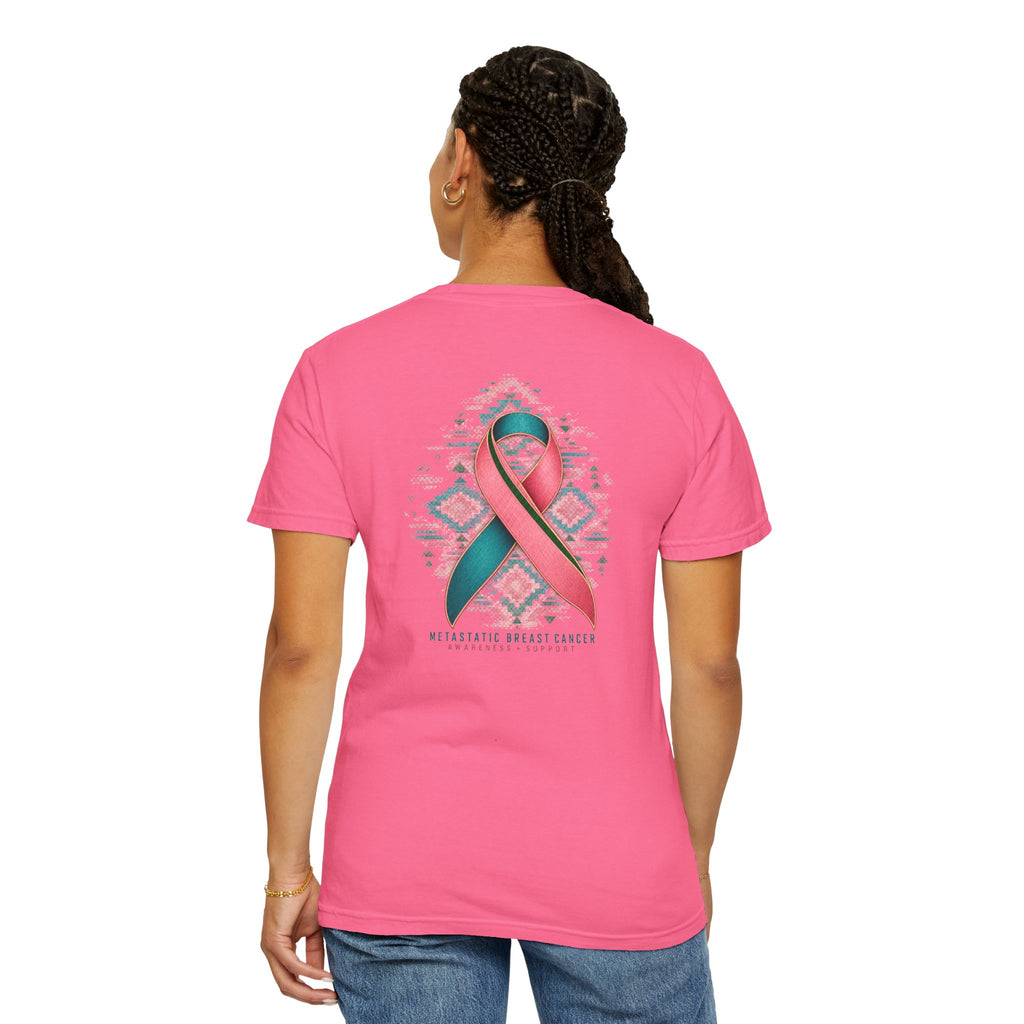 Metastatic Cancer Awareness Ribbon T‑Shirt — Garment‑Dyed Support Tee
