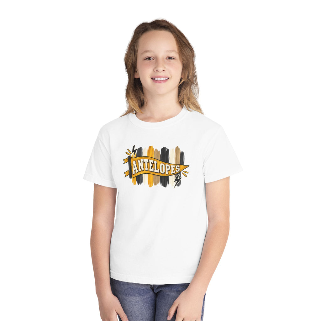 Antelopes Youth Tee — School Spirit Brushstroke Design