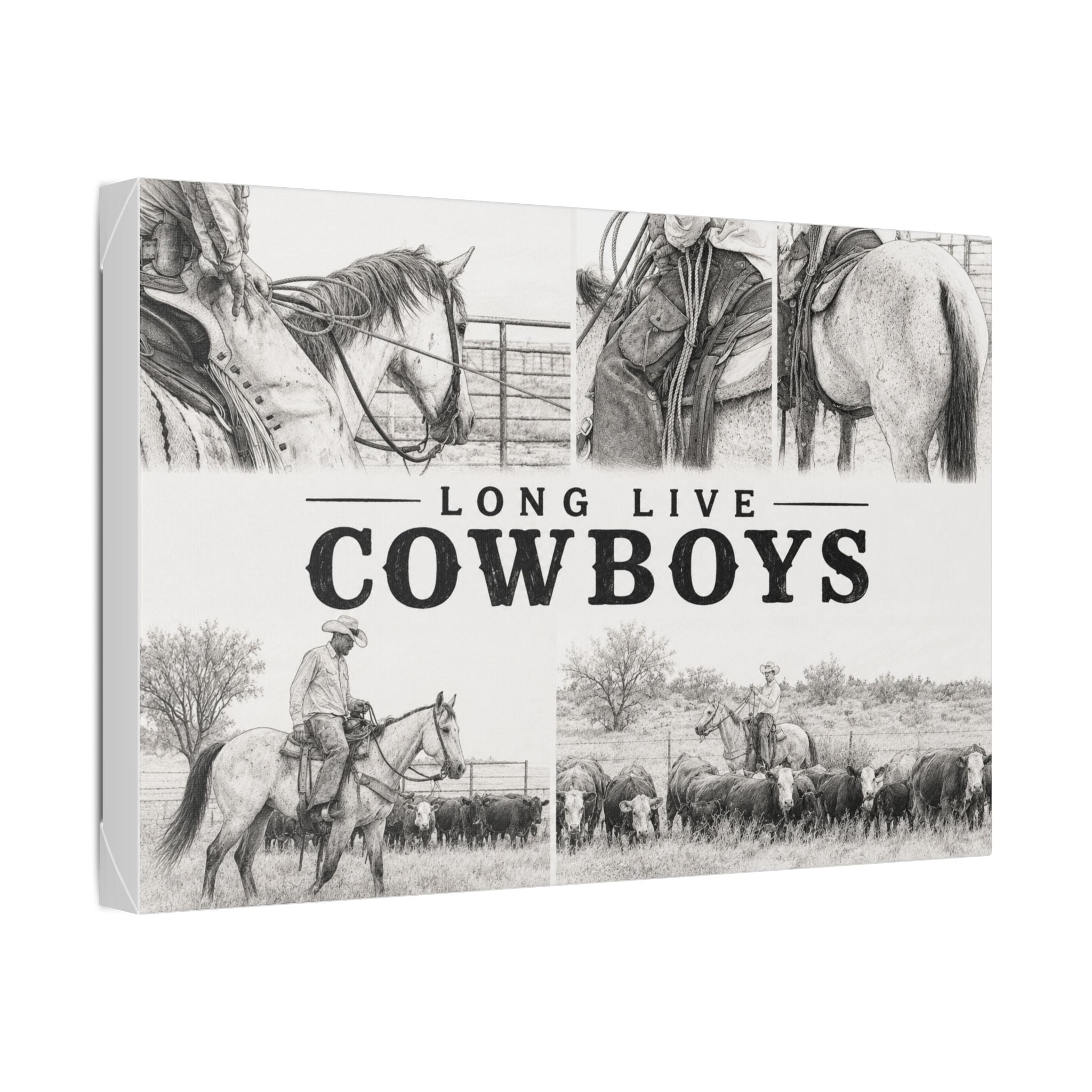 Long Live Cowboys Canvas Wall Art — Western Cowboy Rustic Home Decor