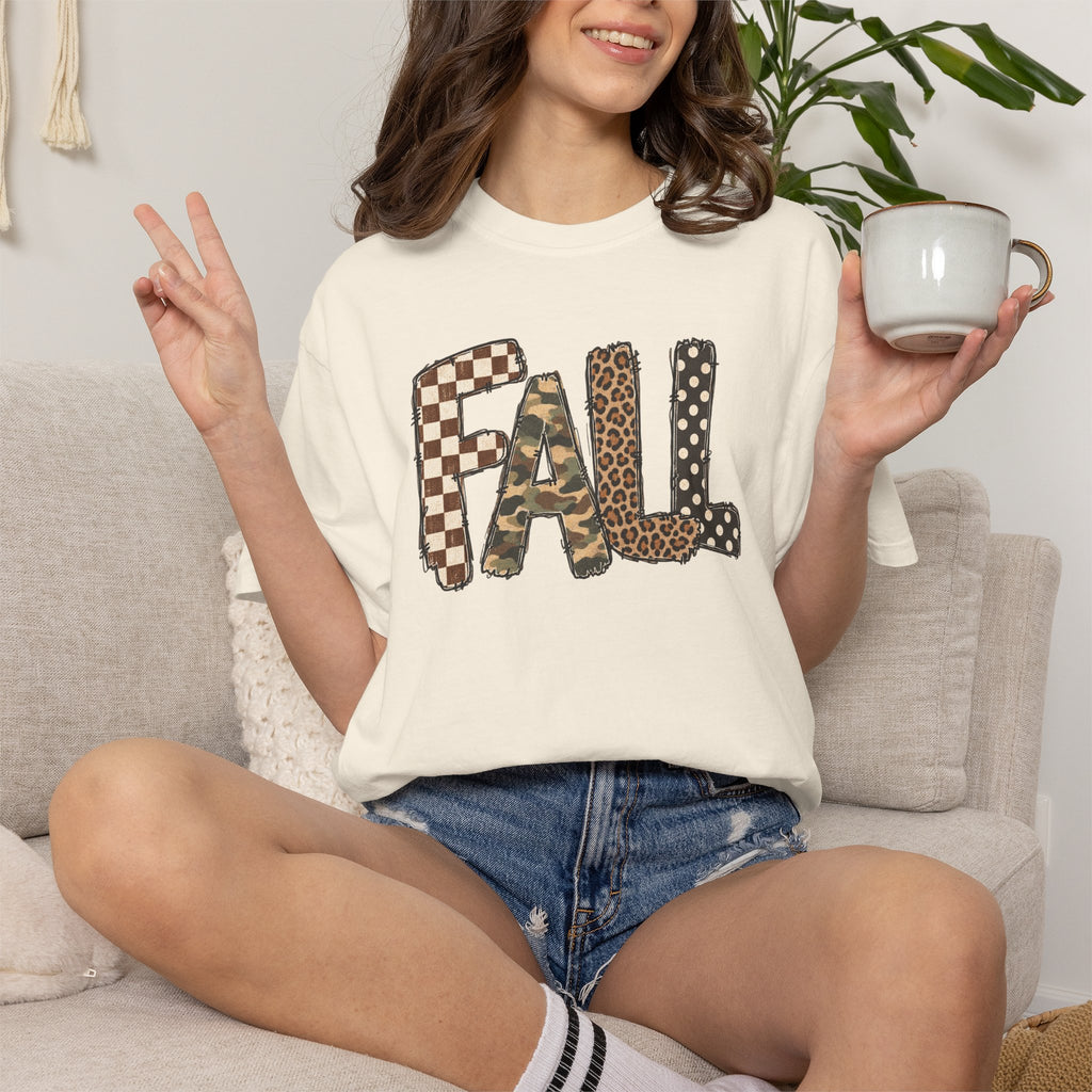 Fall Patchwork Letter T-Shirt