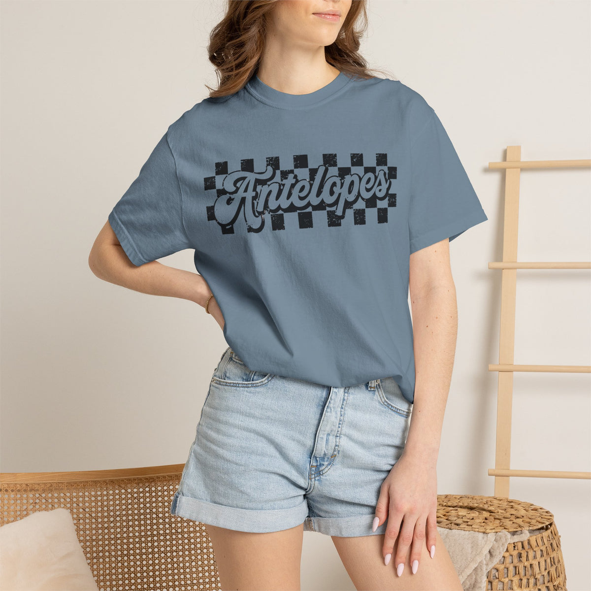 Antelopes Checkerboard Graphic T-Shirt