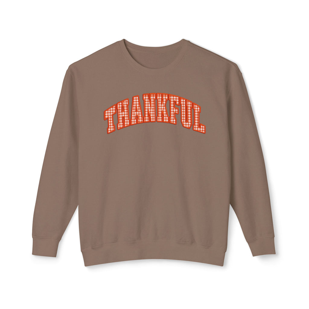 Thankful Plaid Crewneck Sweatshirt — Cozy Thanksgiving Graphic Sweatshirt
