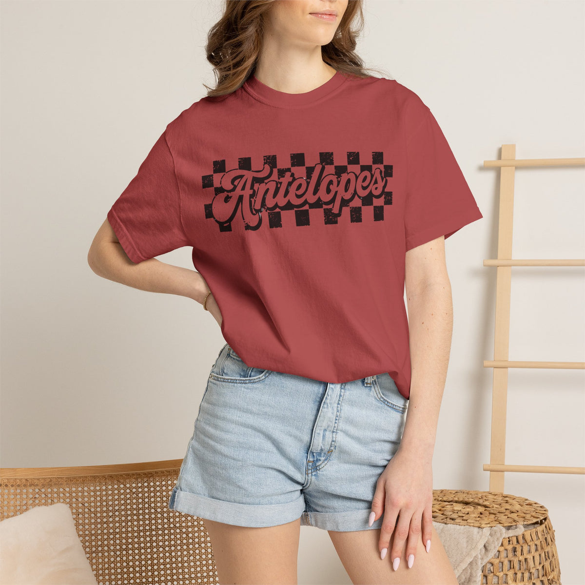 Antelopes Checkerboard Graphic T-Shirt
