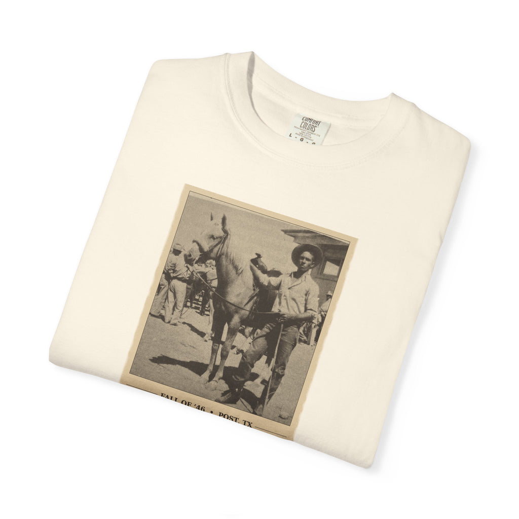 Vintage Cowboy Photo T-Shirt — 'Tales of the West' Garment-Dyed Tee