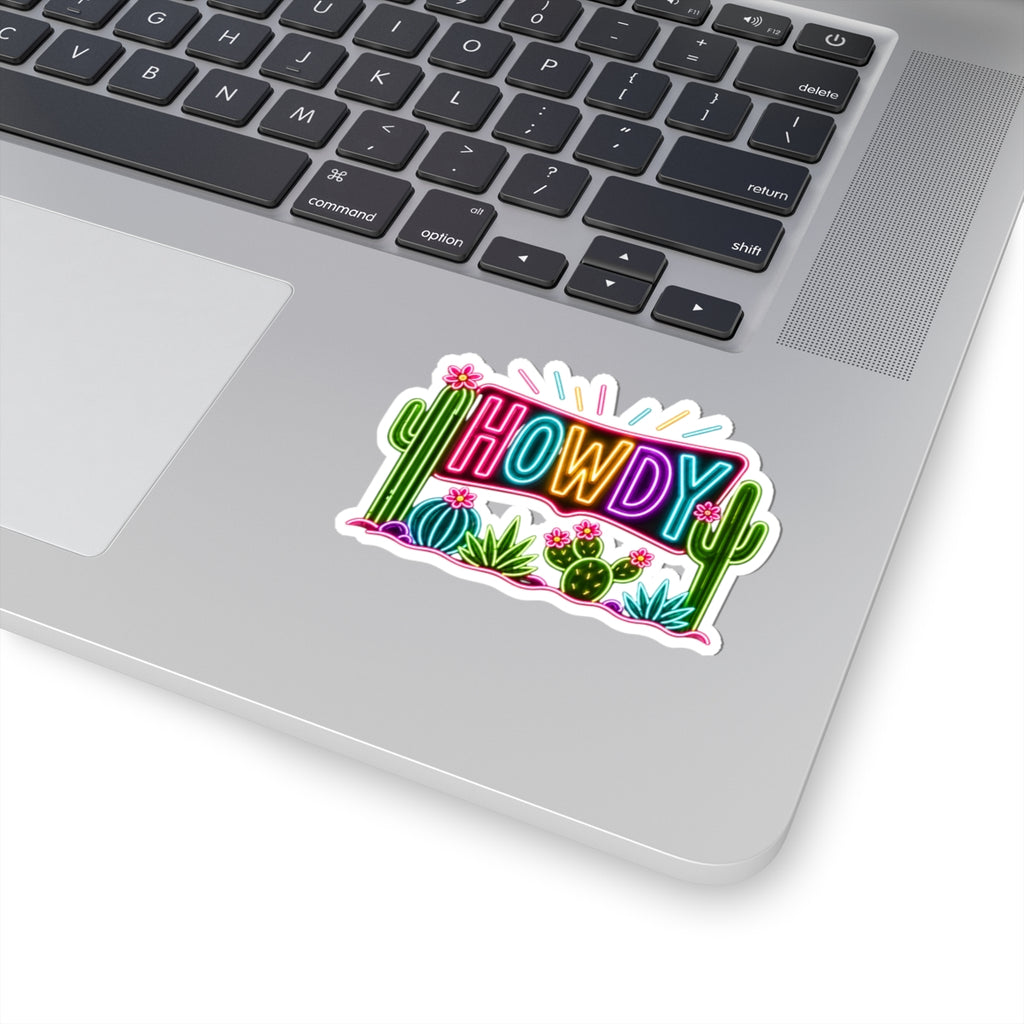 Howdy Neon Cactus Sticker — Kiss-Cut Vinyl Decal