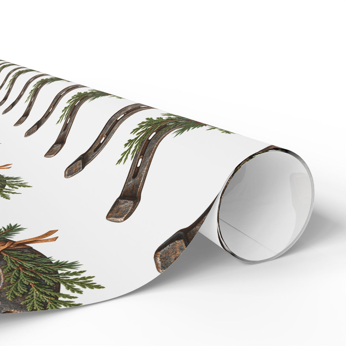 Rustic Horseshoe & Evergreen Wrapping Paper