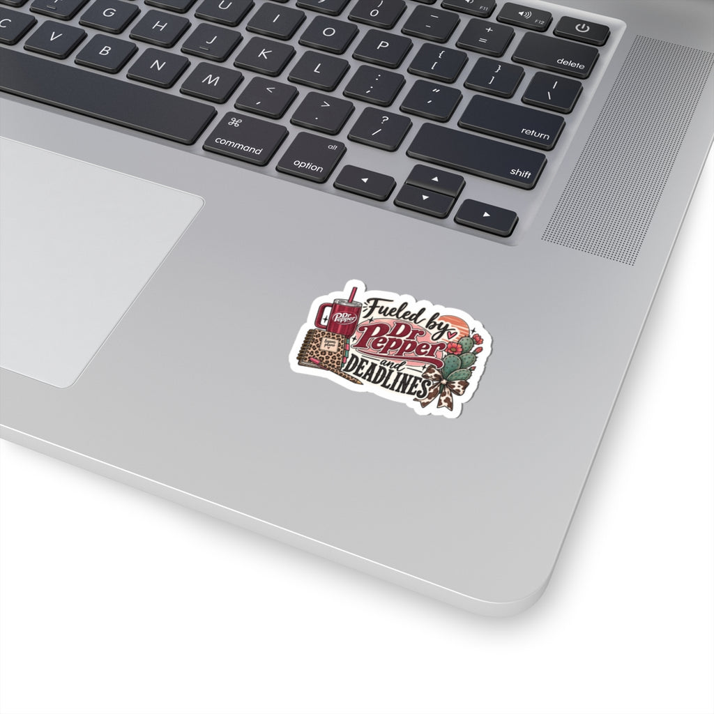 Fueled by Dr Pepper and Deadlines Sticker — Laptop Planner Aesthetic Kiss-Cut Decal