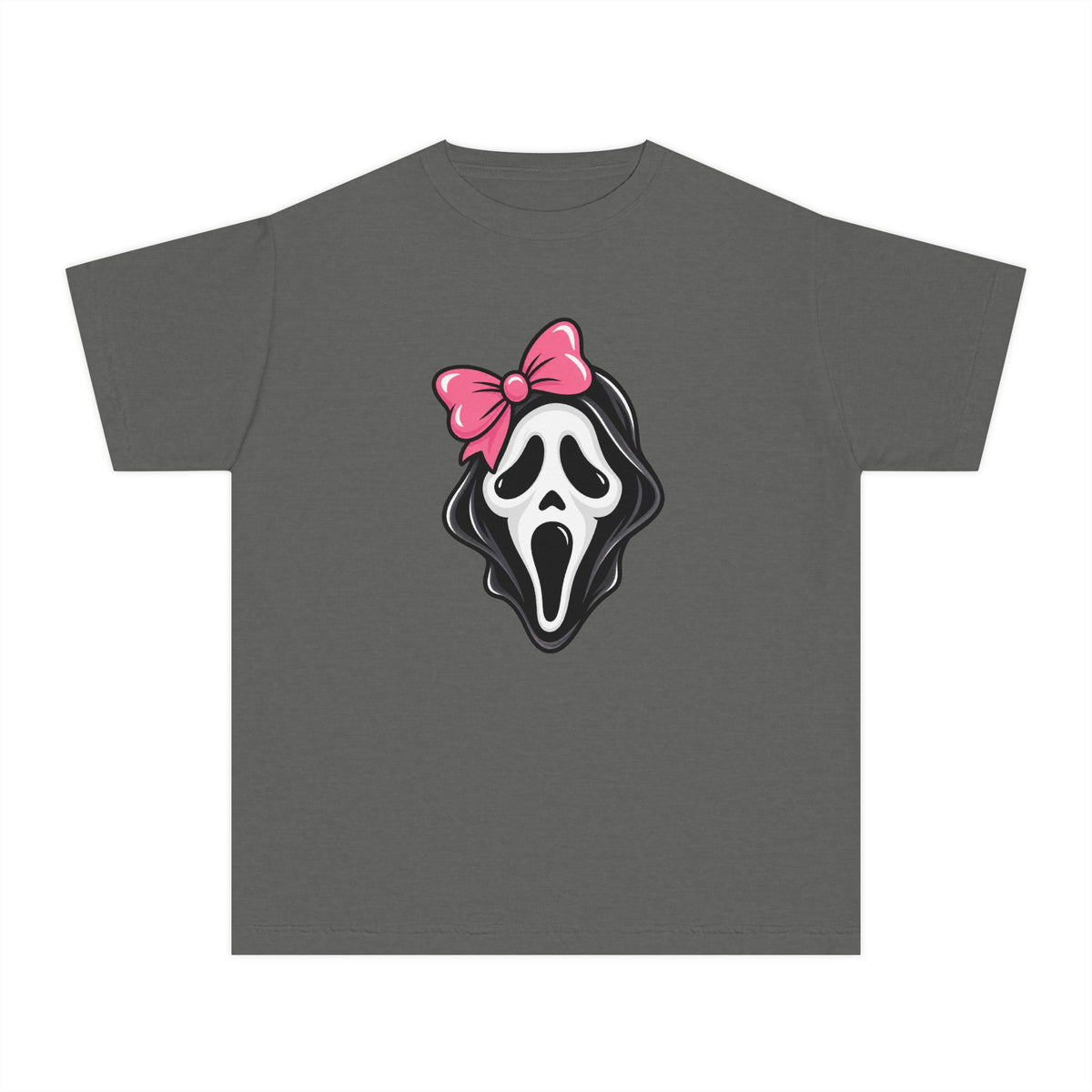 Youth Tee — Pink Bow Scream Mask Graphic