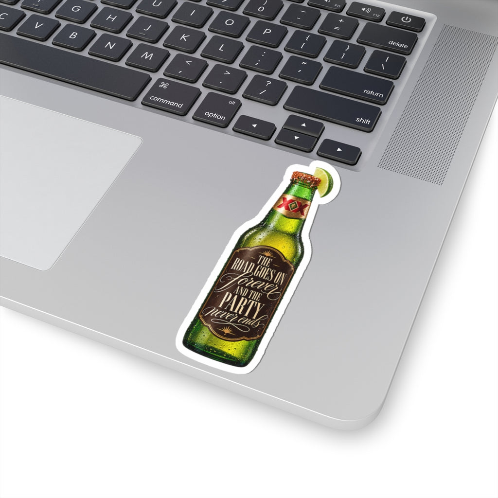 The Road Goes on Forever - Beer Bottle Kiss-Cut Sticker