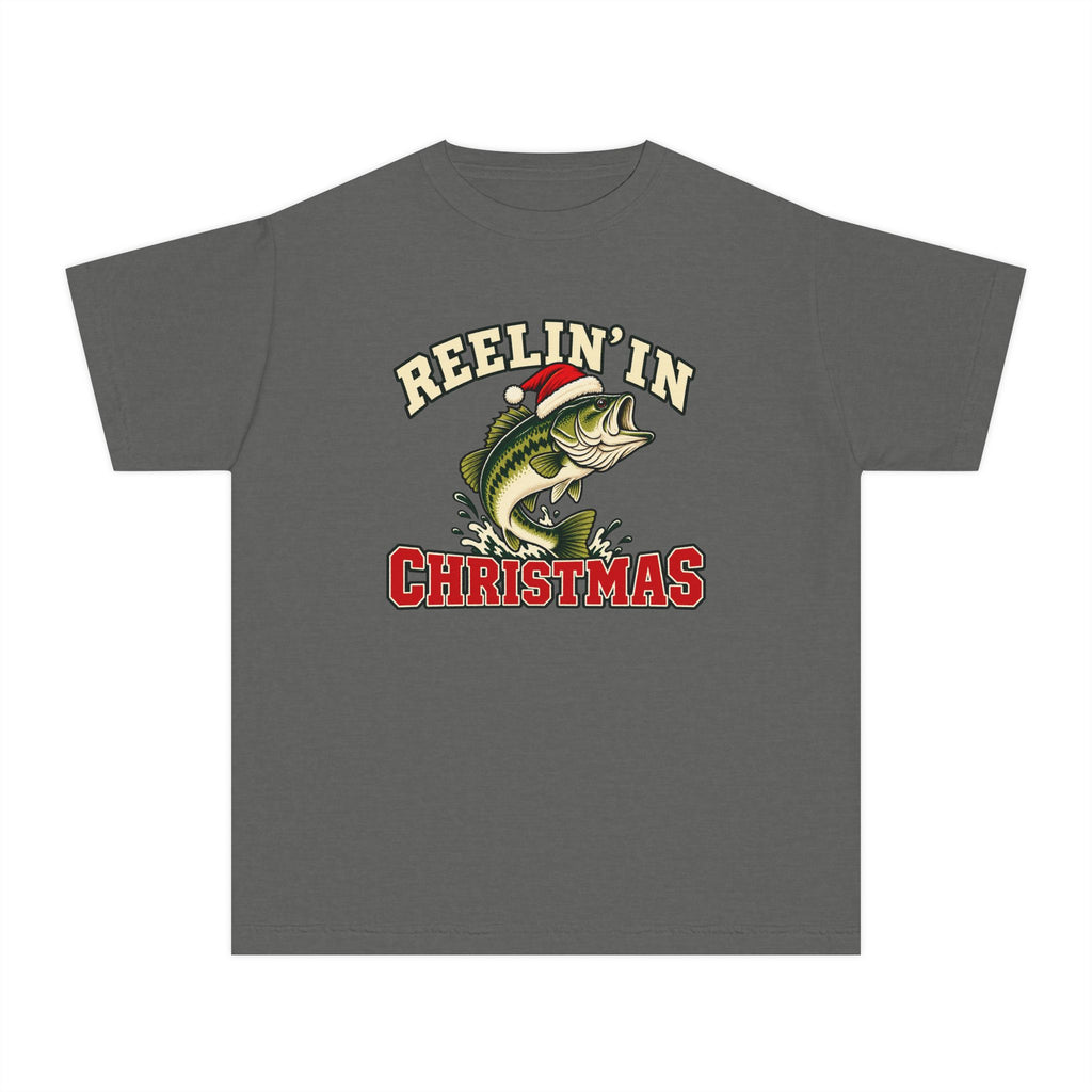 Youth Christmas Fishing Tee – Reelin’ in Christmas Bass Shirt