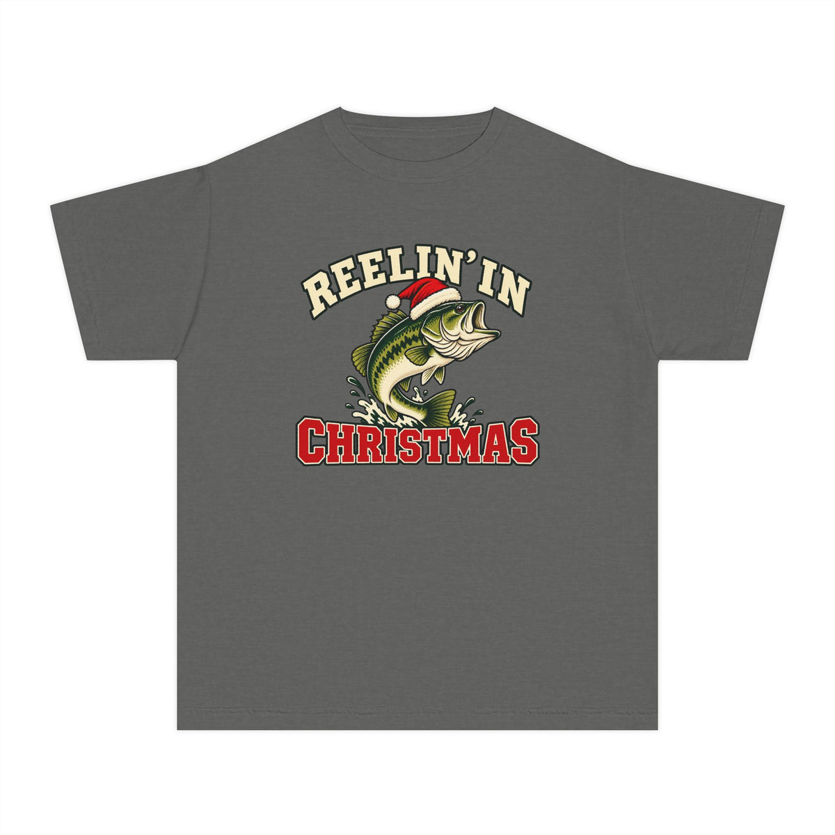 Youth Christmas Fishing Tee – Reelin’ in Christmas Bass Shirt