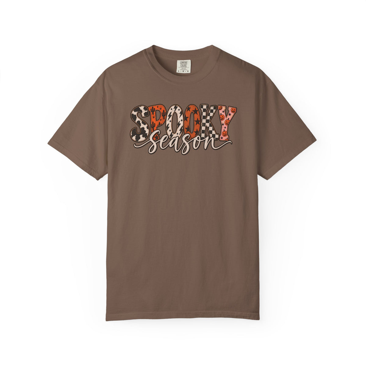 Spooky Season T-Shirt — Halloween Graphic Tee with Leopard & Pumpkin Print