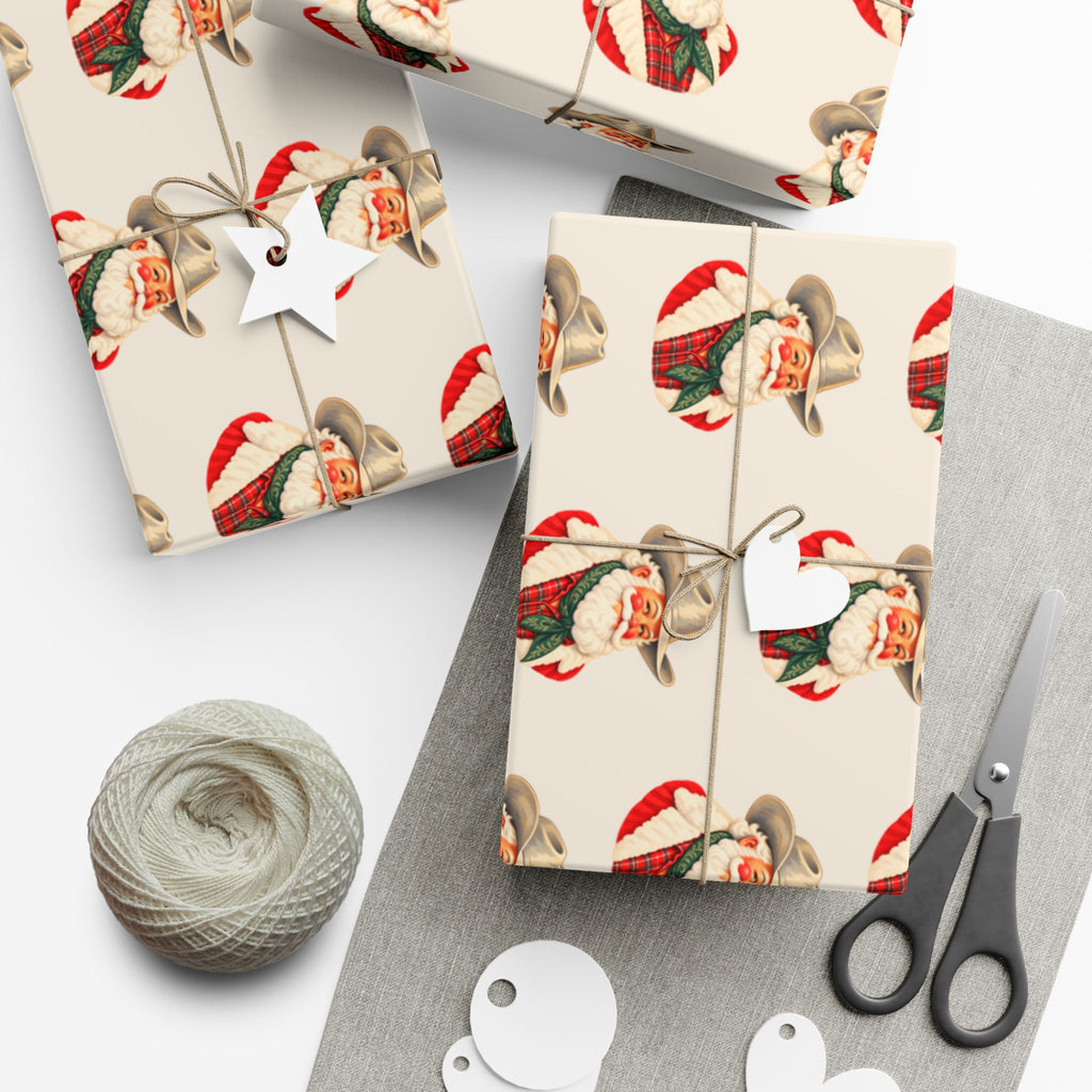 Vintage Cowboy Santa Gift Wrap Paper
