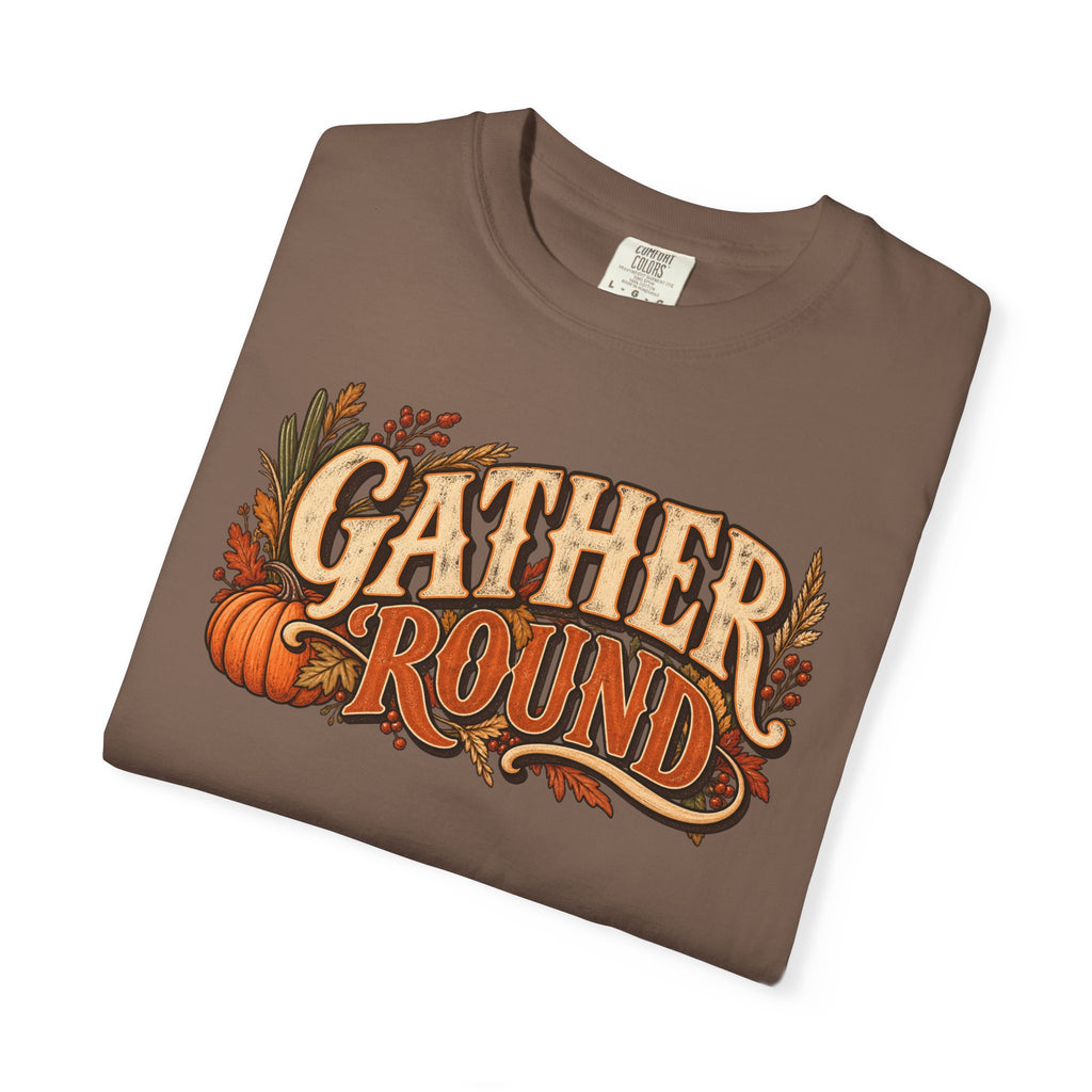 Gather 'Round Fall T-Shirt — Pumpkin Harvest Graphic Tee