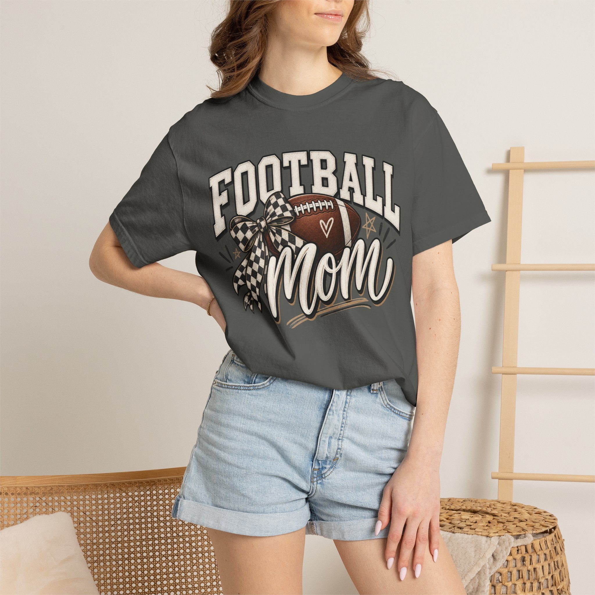 Football Mom T-Shirt — Vintage Garment-Dyed Sideline Tee