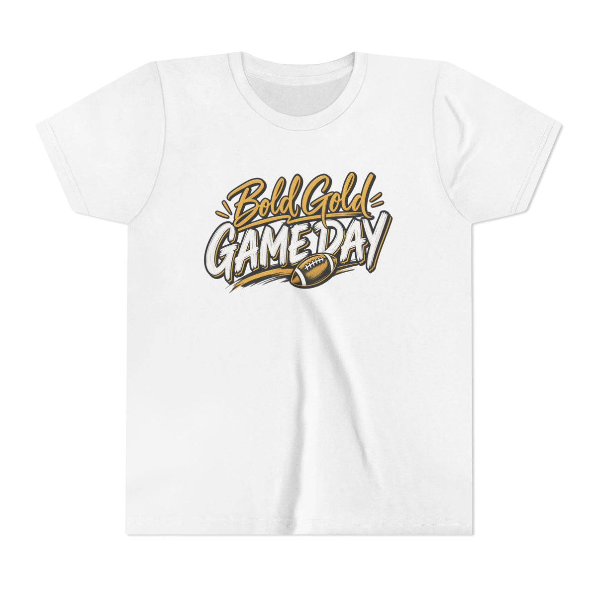 Youth Tee - "Bold Gold Gameday" Football Graphic