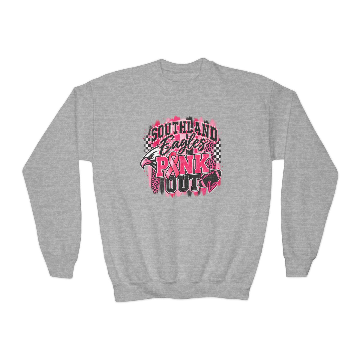 Youth Crewneck Sweatshirt — "Southland Eagles Pink Out" School Spirit Crew