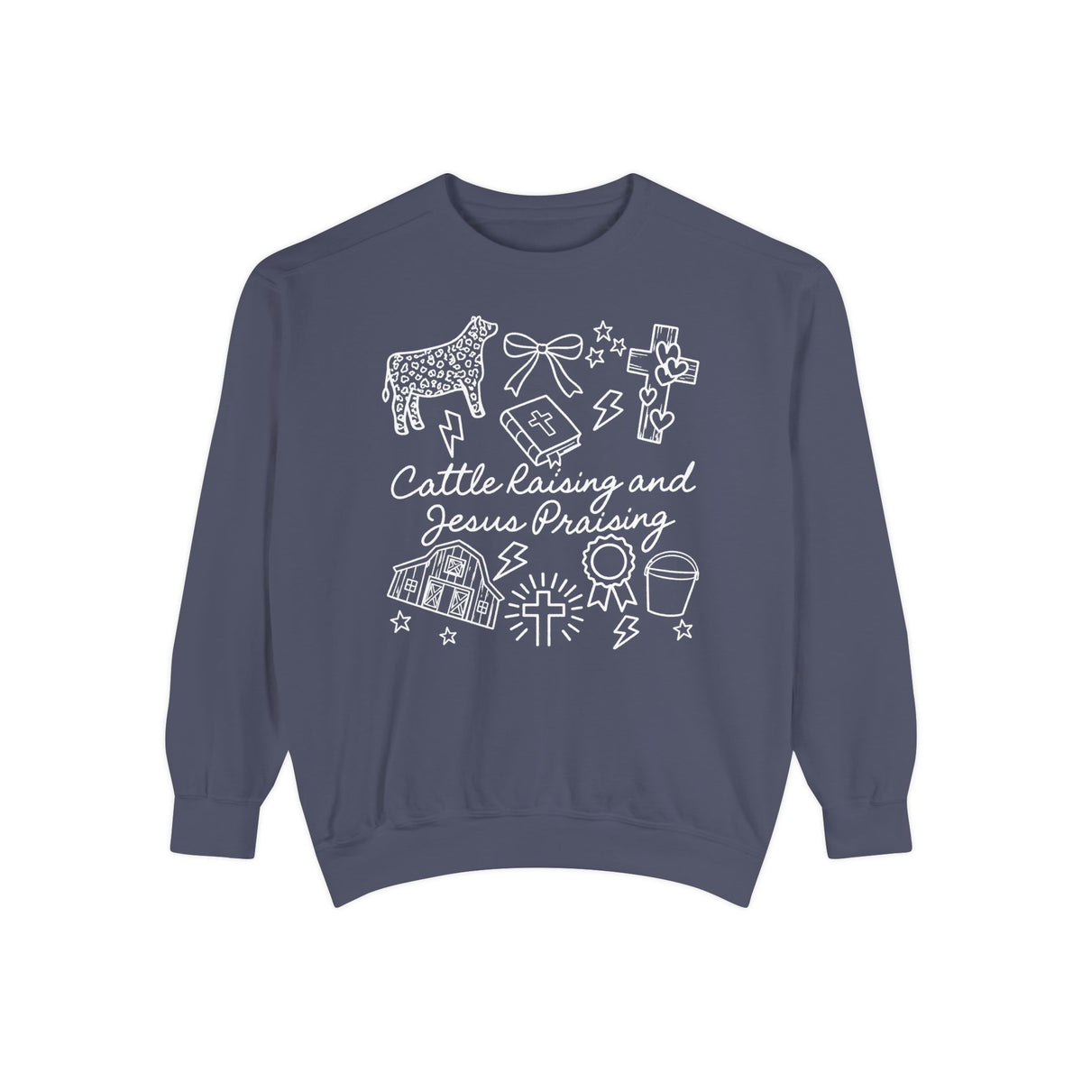 Cattle Raising & Jesus Praising Sweatshirt — Stockshow Mom Christian Crewneck