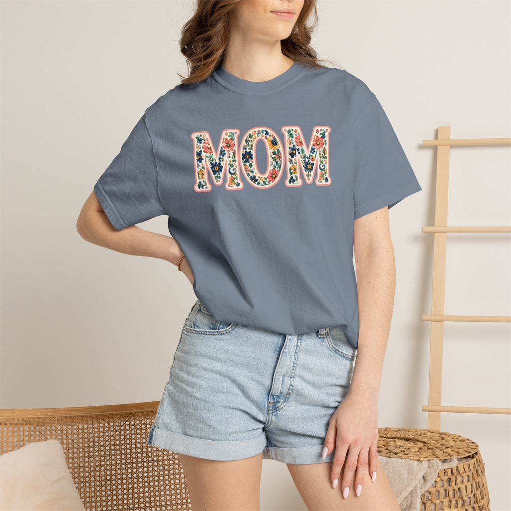 Mom Floral T-Shirt — Vintage Garment-Dyed Mother's Day Tee