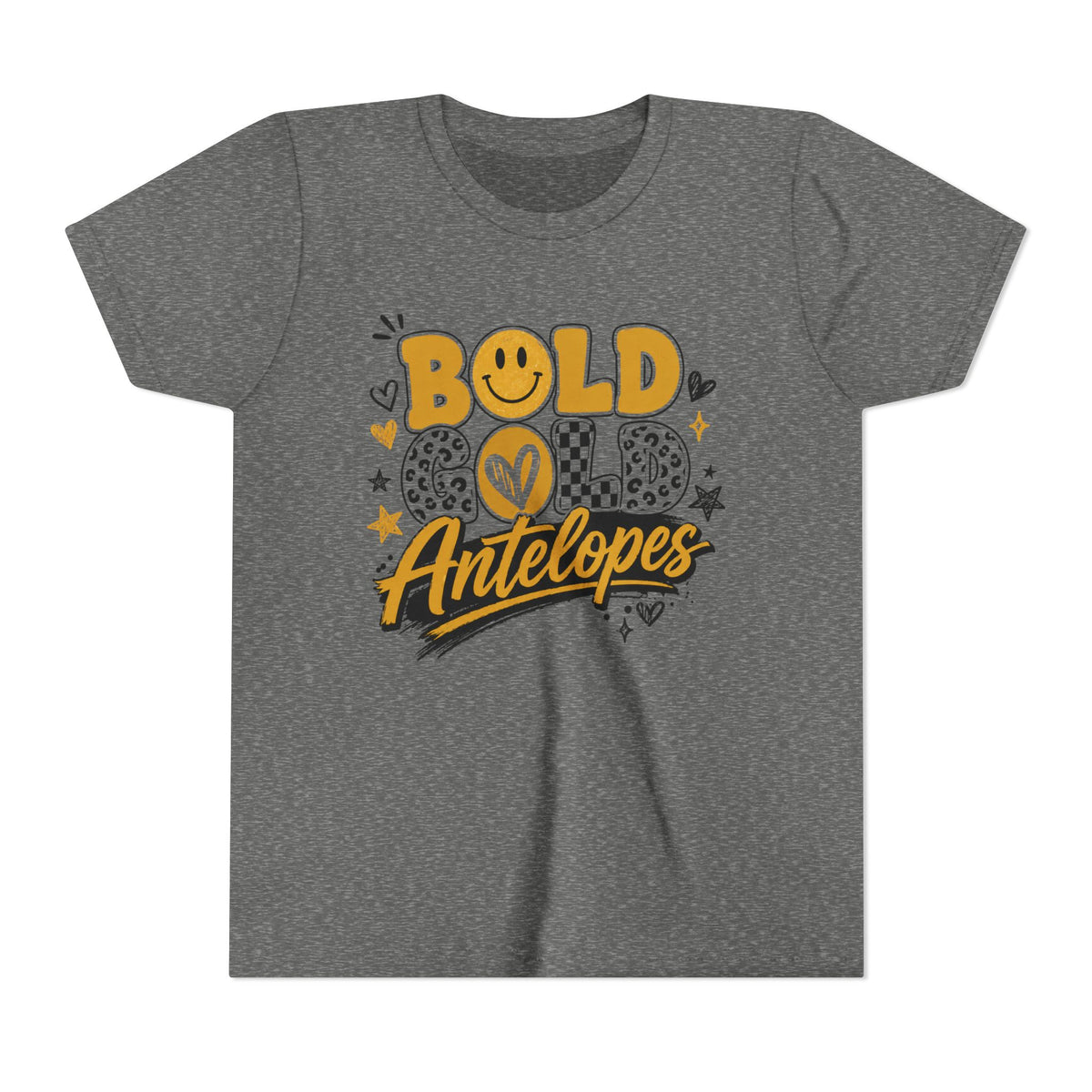 Bold Gold Antelopes Youth Tee — Cheerful School Spirit Graphic Shirt