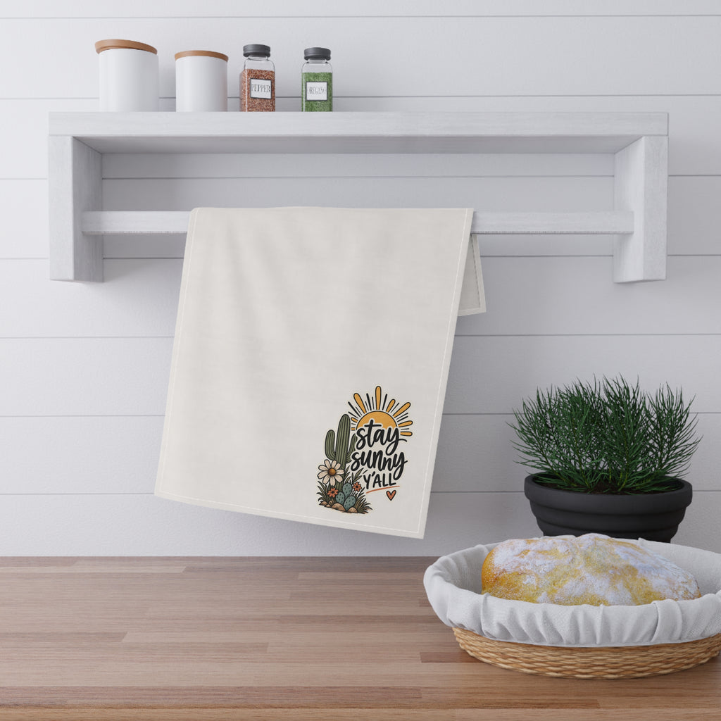 Stay Sunny Y'all Tea Towel – Southwestern Cactus Kitchen Towel