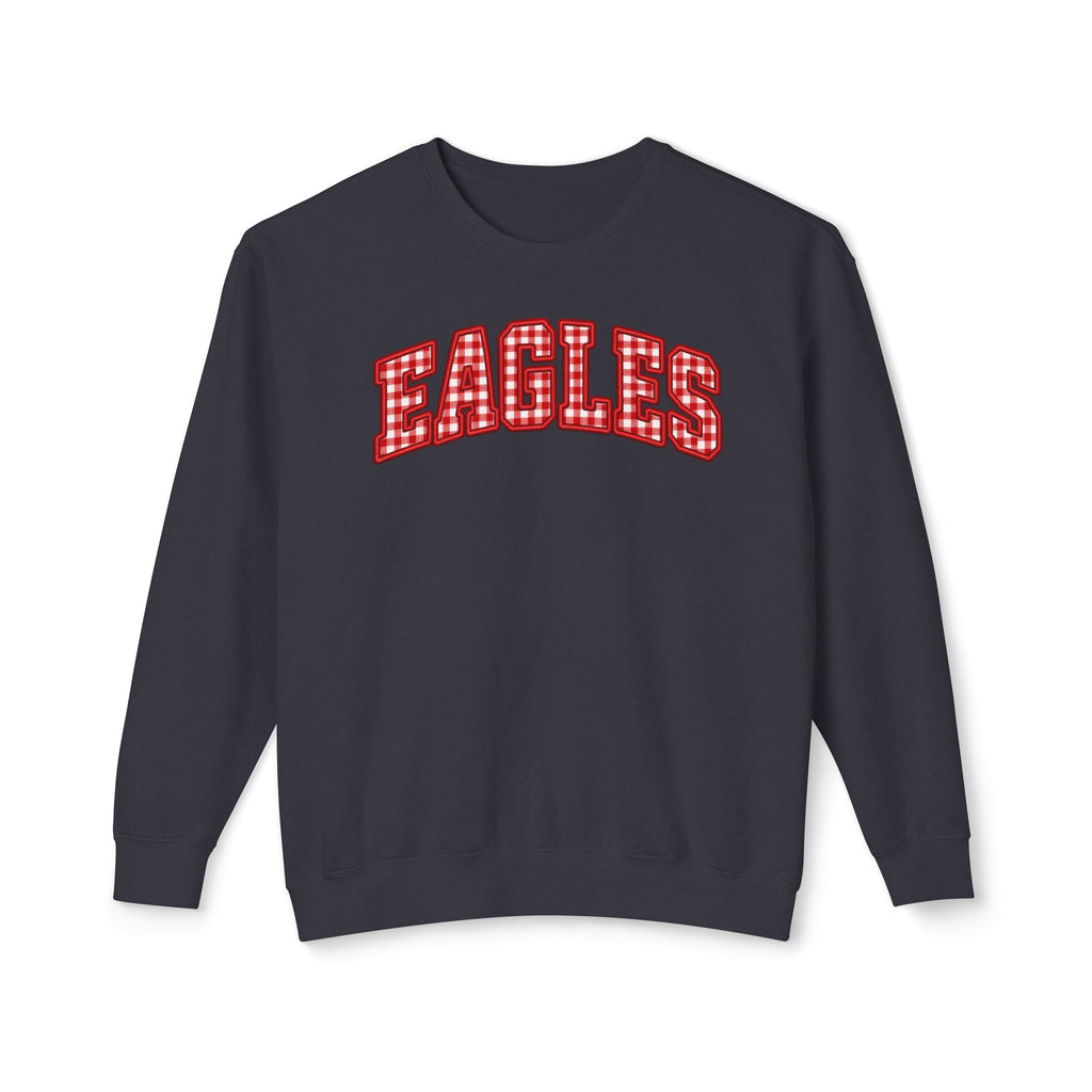 Eagles Plaid Arch Crewneck Sweatshirt — Vintage Red Check Team Pullover
