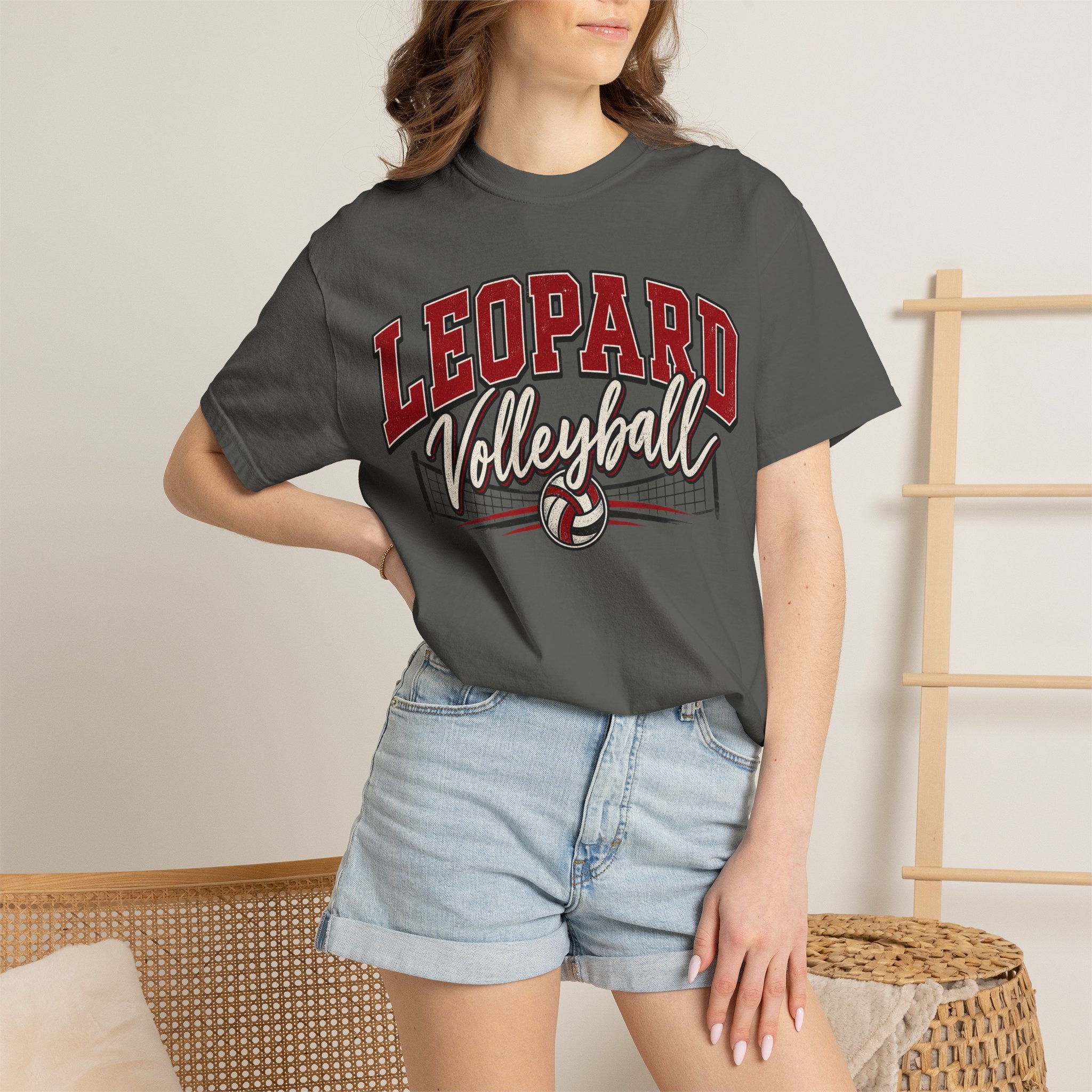 Leopard Volleyball Vintage Garment-Dyed T-Shirt