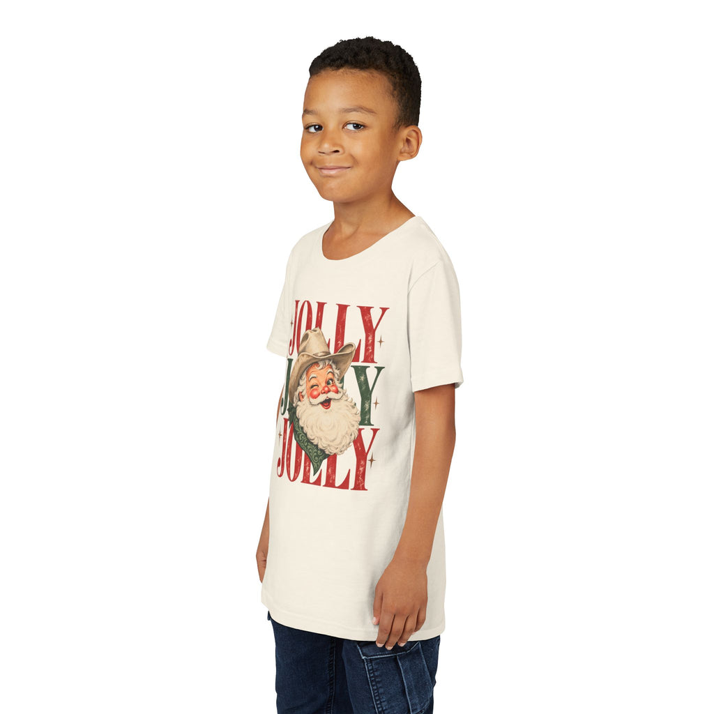 Jolly Cowboy Santa Youth Short Sleeve Tee