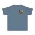 youth Caprock Critters mule deer tee with front and back West Texas sunset artwork.