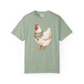Chicken Illustration T-Shirt — Vintage Hen with Turquoise Necklace Tee