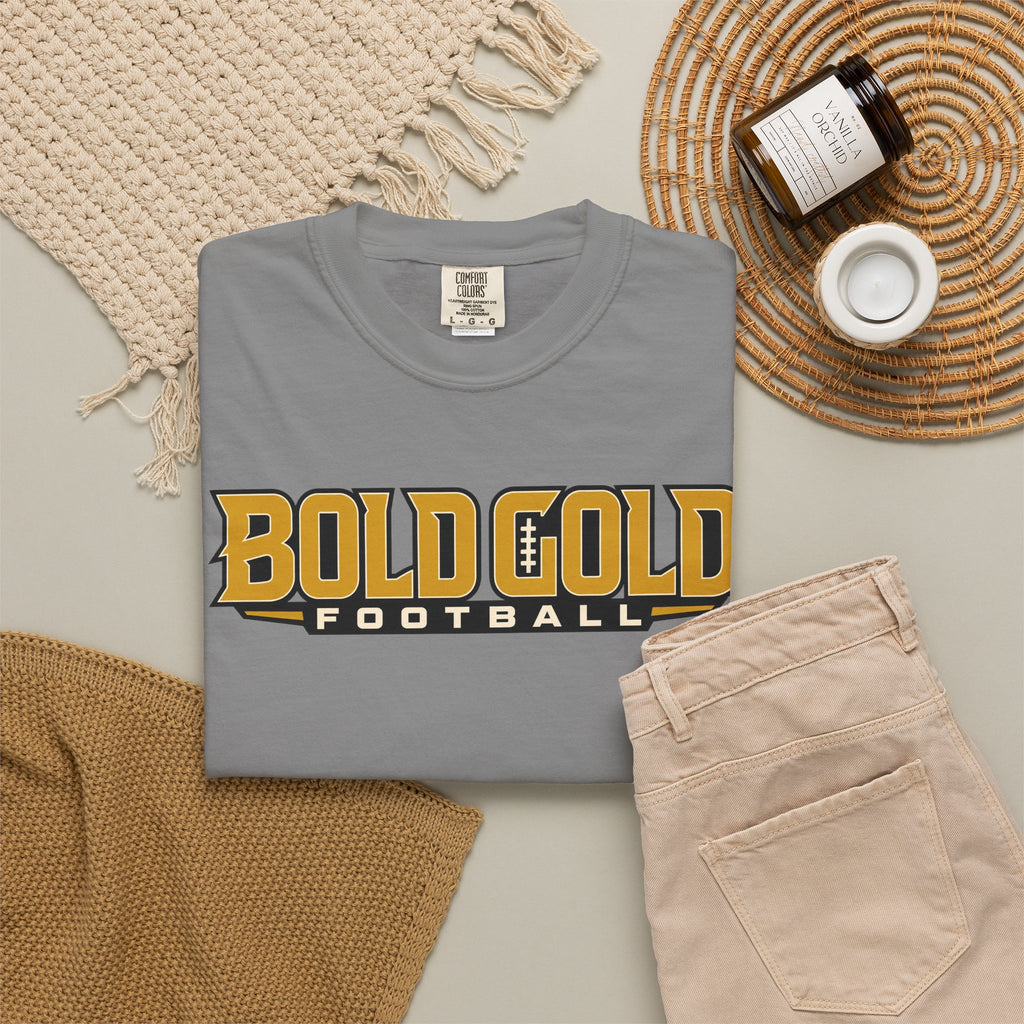 Bold Gold Football T-Shirt — Vintage Sport Tee