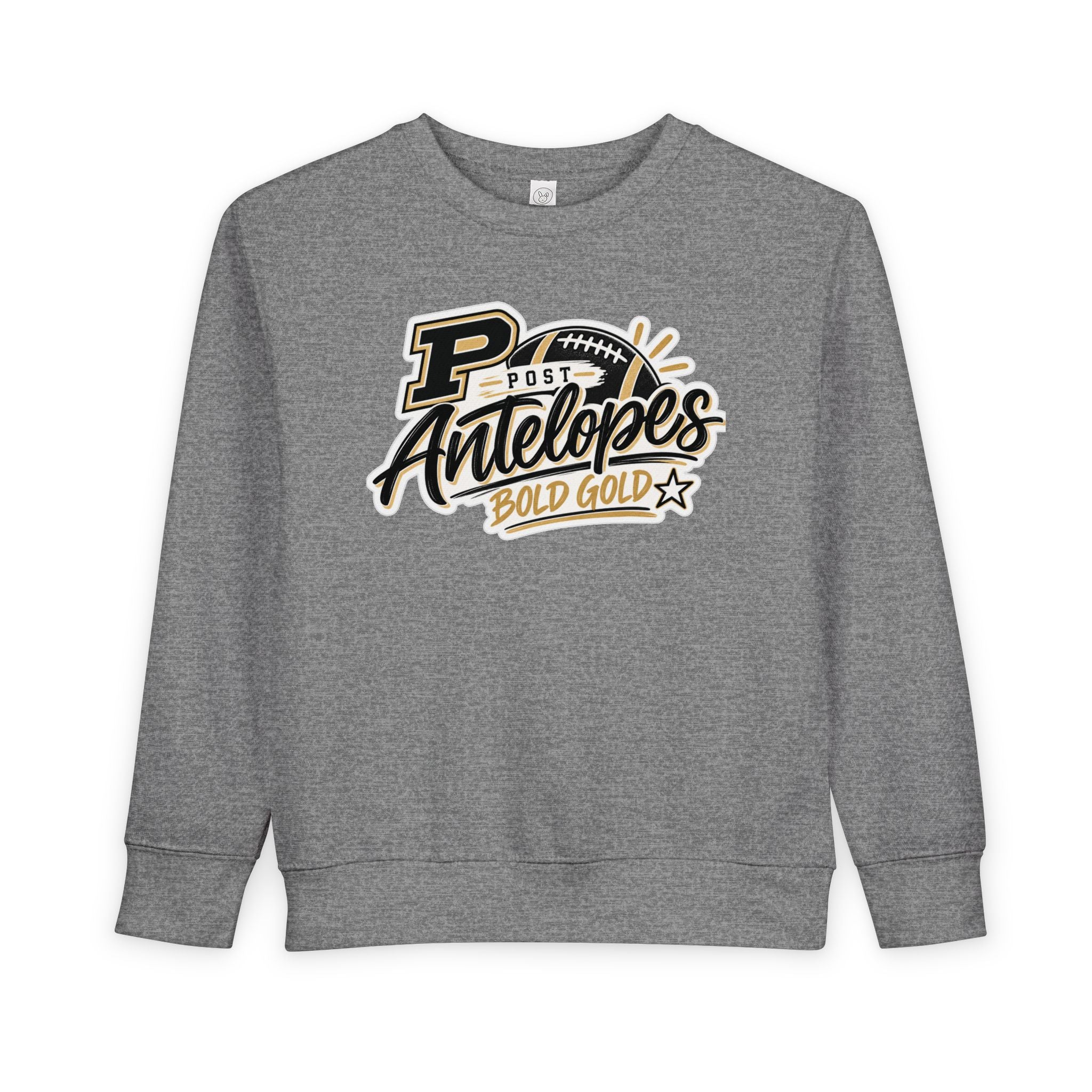 Toddler Sweatshirt — Post Antelopes Bold Gold Football Logo Kids Crewneck