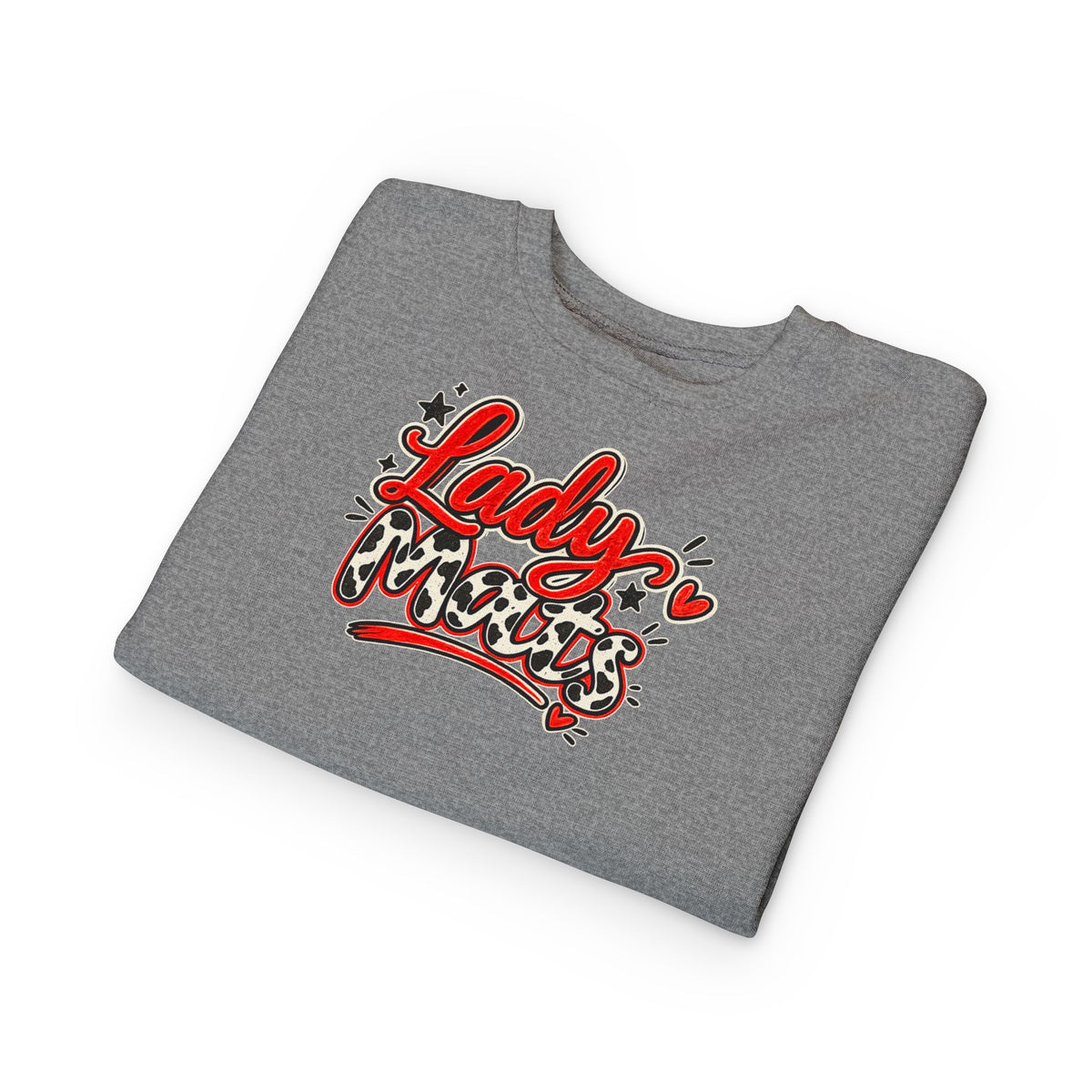 Toddler Sweatshirt — "Lady Mess" Leopard Heart Graphic Crewneck