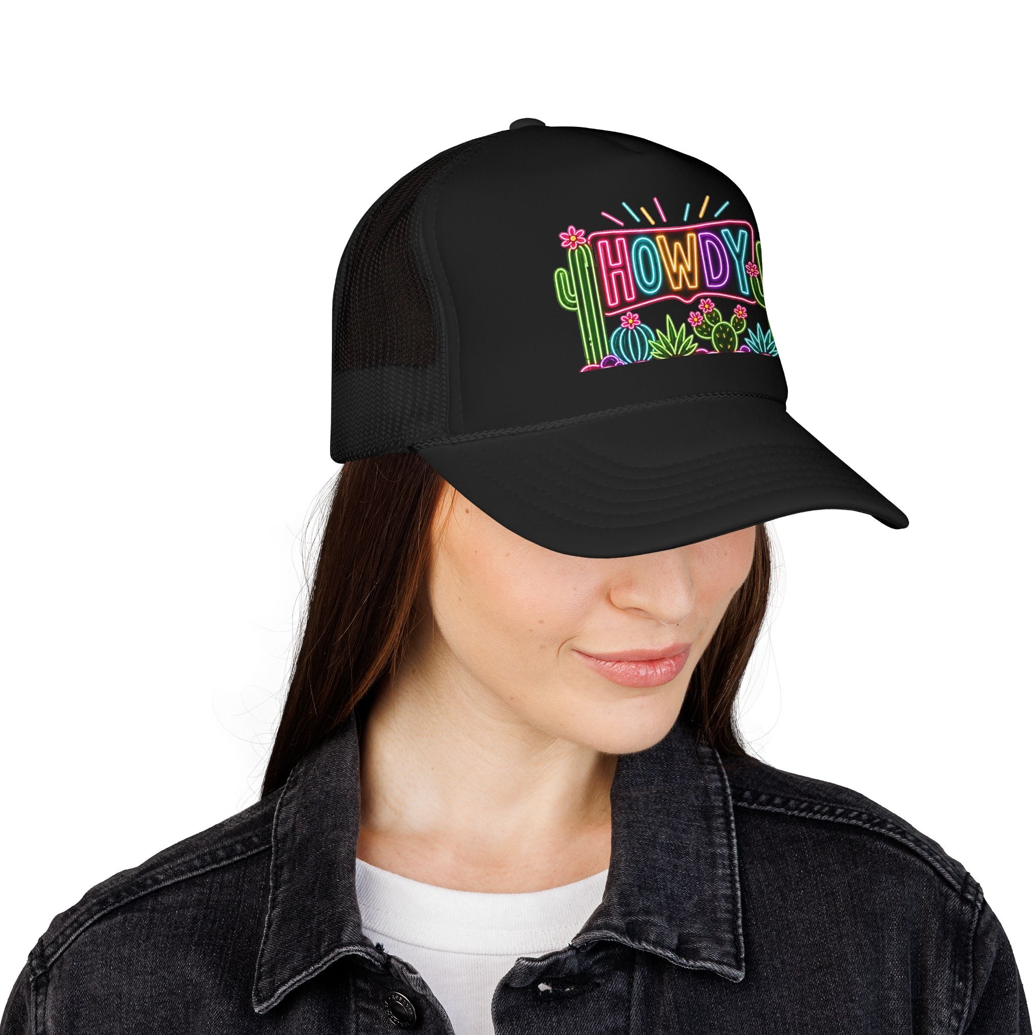 Howdy Neon Cactus Trucker Hat