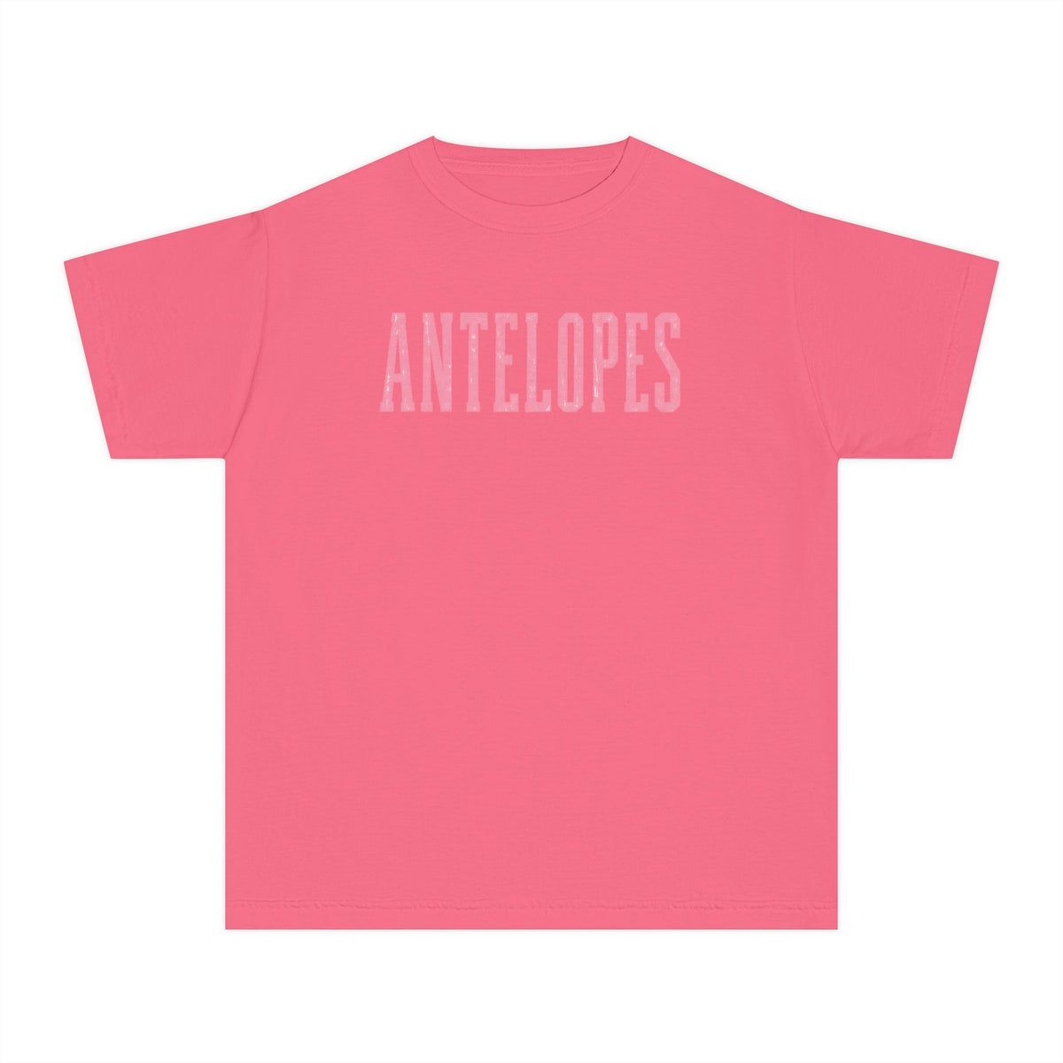 Youth Tee – 'Antelopes' Pink Lettering Charcoal Kids Shirt