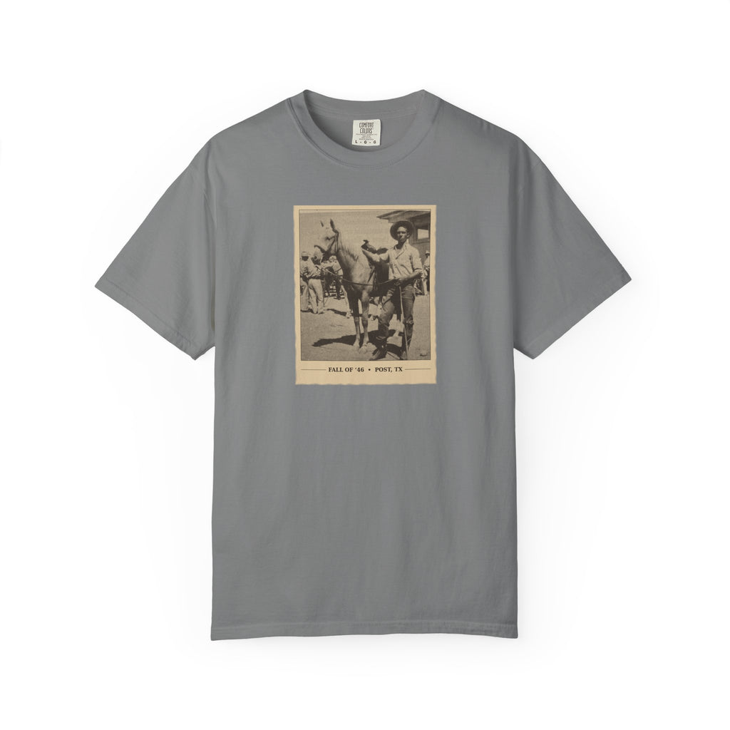 Vintage Cowboy Photo T-Shirt — 'Tales of the West' Garment-Dyed Tee